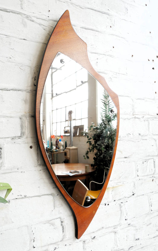 Vintage Retro 1960s Mid Century Modern Teak Wall Mirror