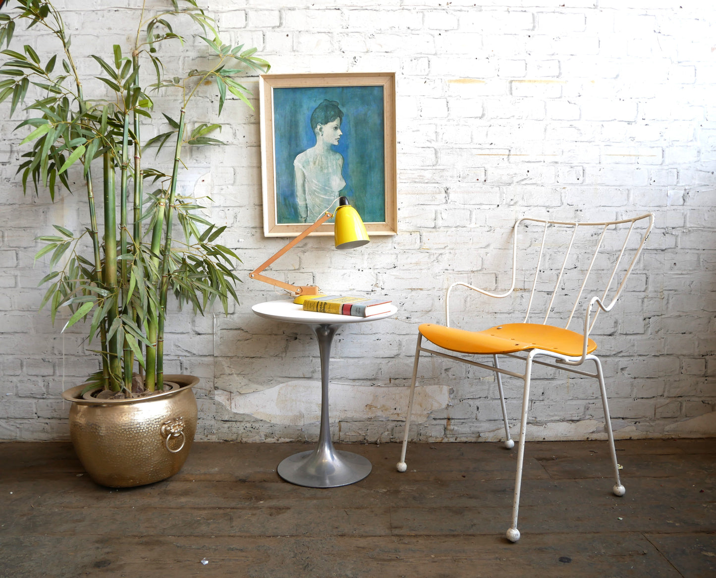 Vintage Mid Century Modern Space Age Maurice Burke Arkana Tulip Side Lamp Table with Aluminium Base