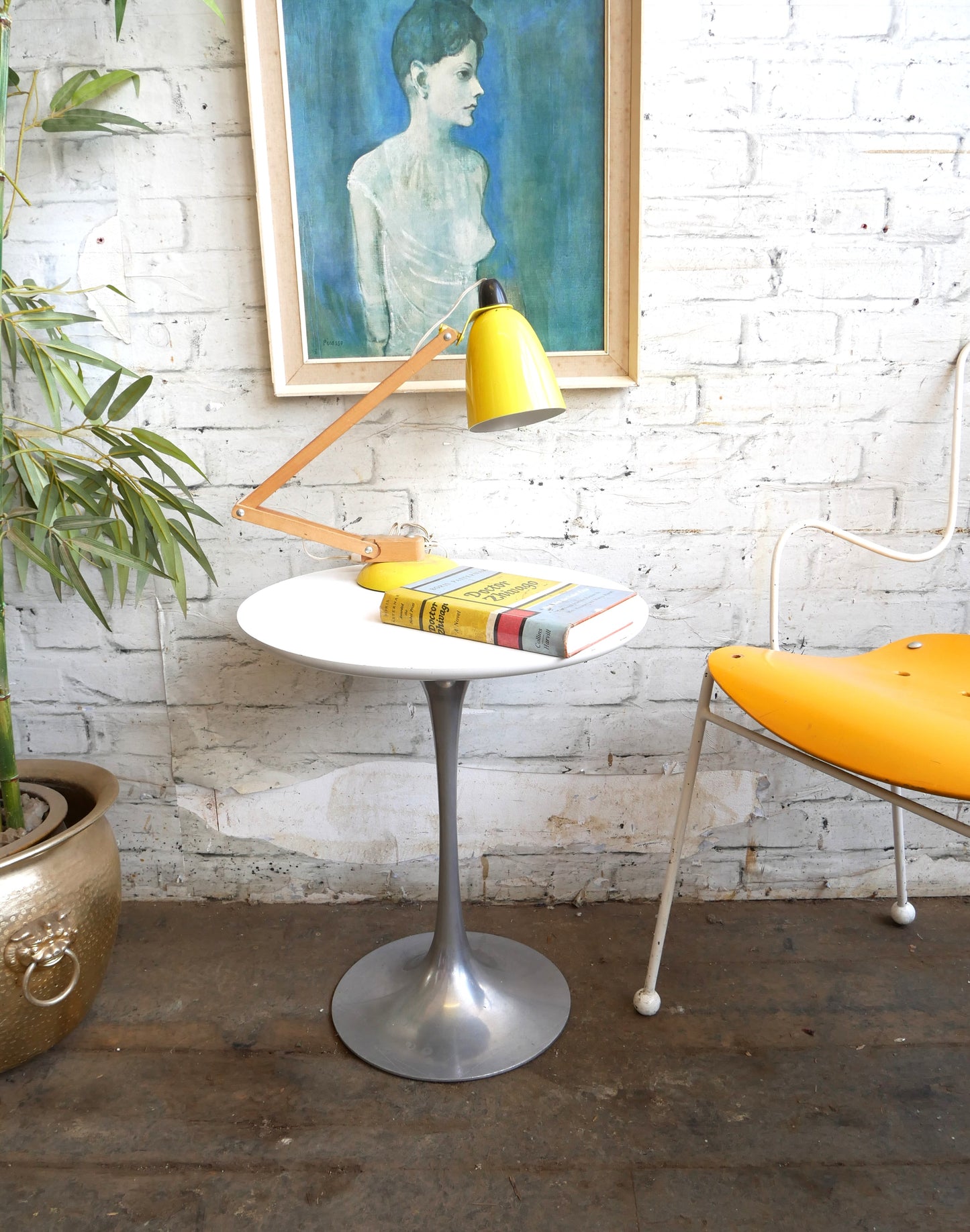 Vintage Mid Century Modern Space Age Maurice Burke Arkana Tulip Side Lamp Table with Aluminium Base