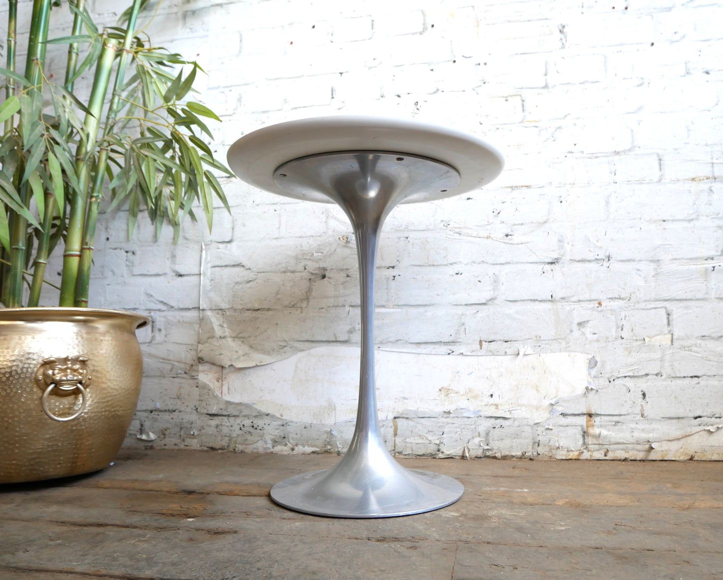 Vintage Mid Century Modern Space Age Maurice Burke Arkana Tulip Side Lamp Table with Aluminium Base