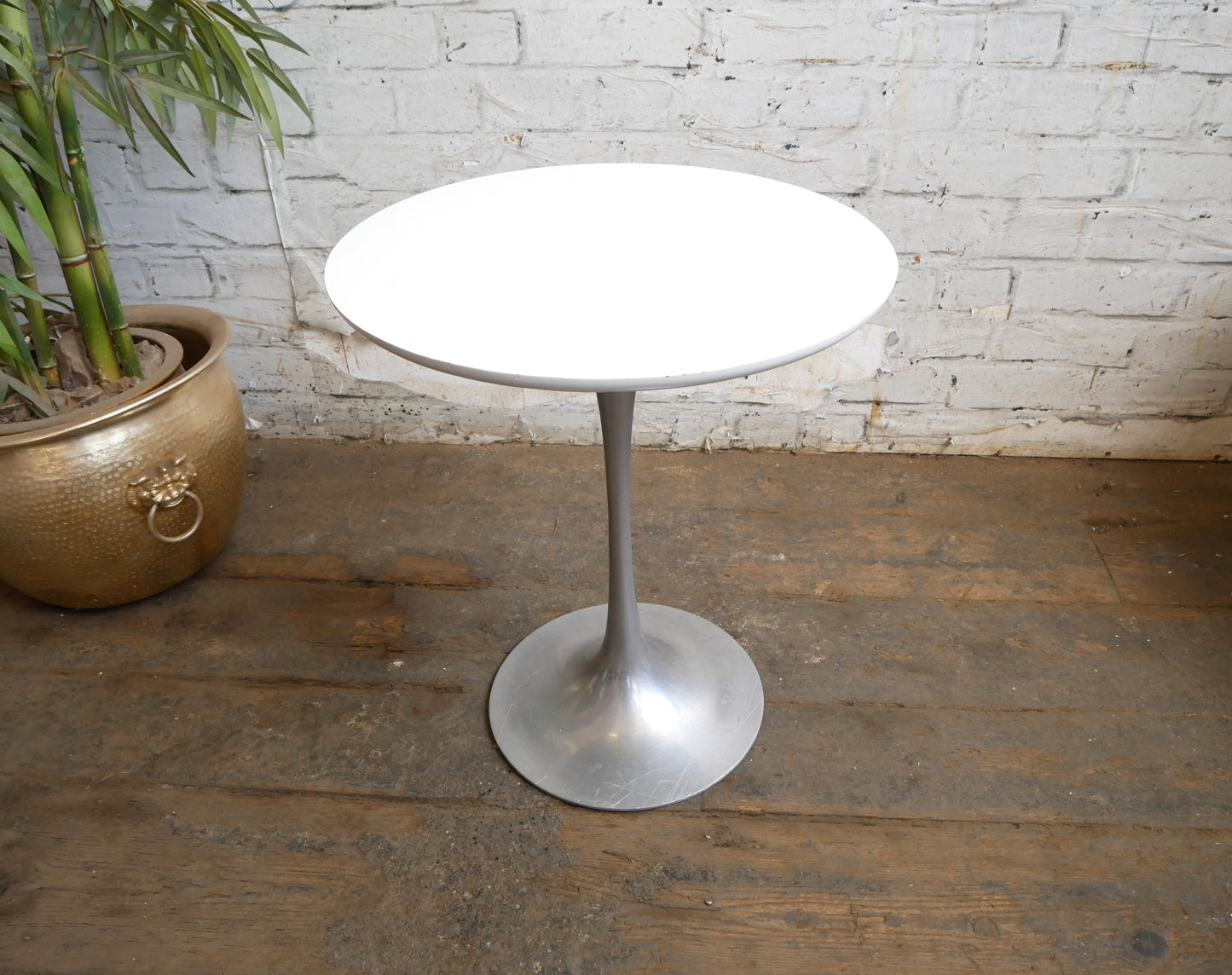 Vintage Mid Century Modern Space Age Maurice Burke Arkana Tulip Side Lamp Table with Aluminium Base