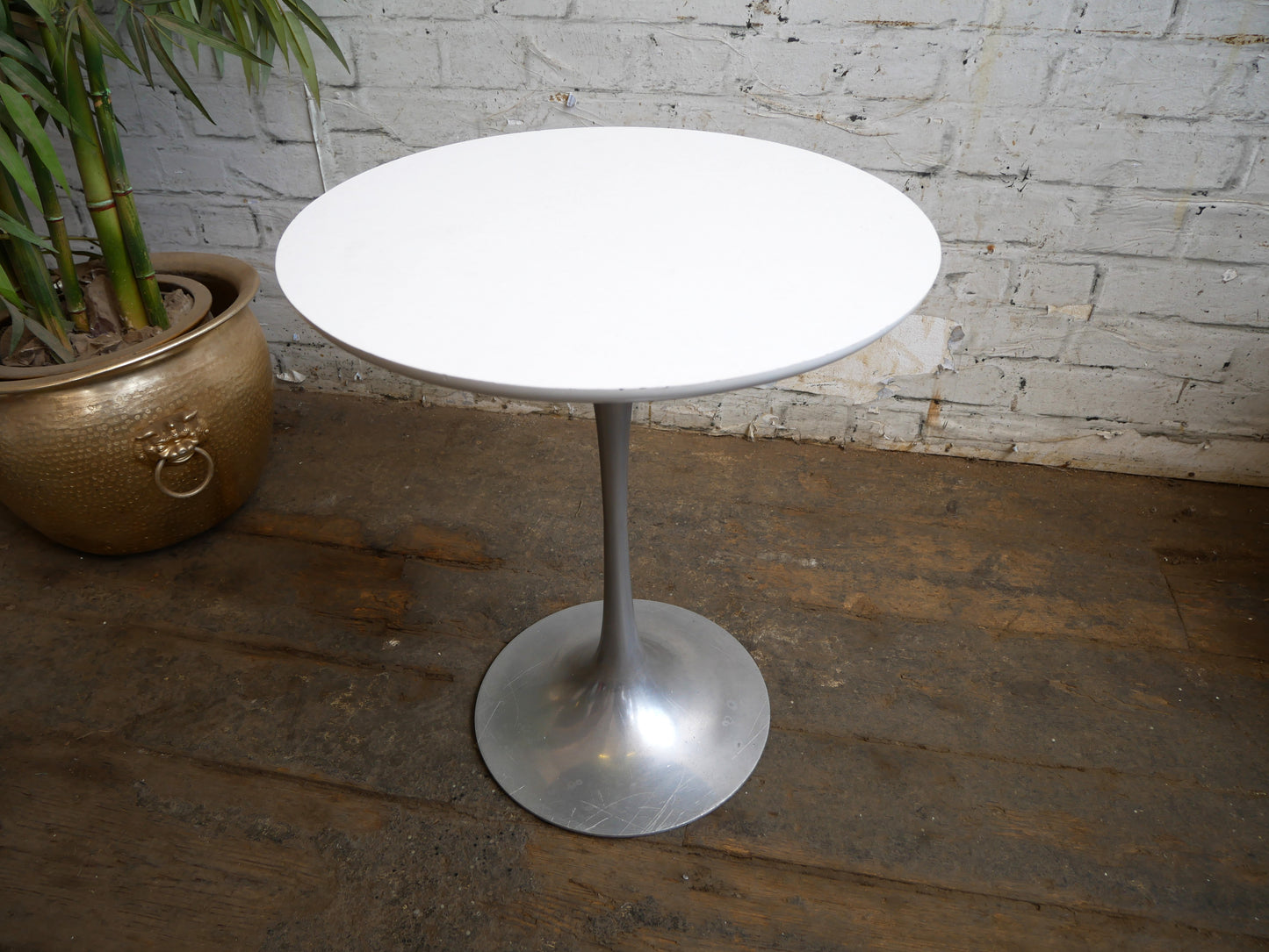 Vintage Mid Century Modern Space Age Maurice Burke Arkana Tulip Side Lamp Table with Aluminium Base