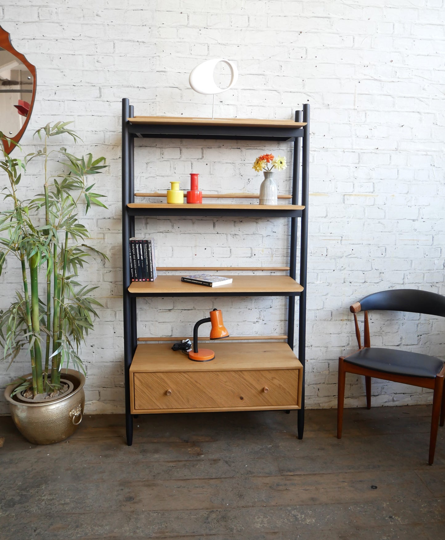 Contemporary Ercol Monza Oak Single Drawer Shelving Unit Room Divider