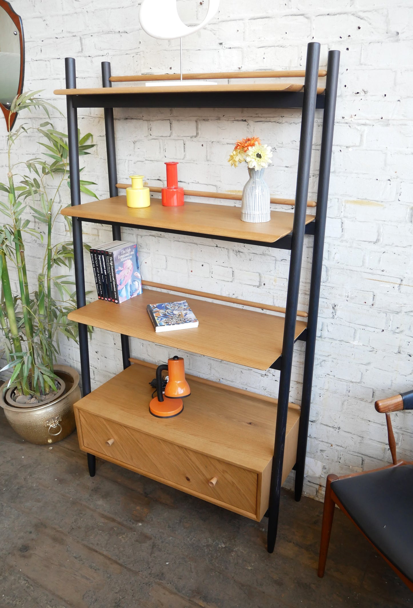 Contemporary Ercol Monza Oak Single Drawer Shelving Unit Room Divider