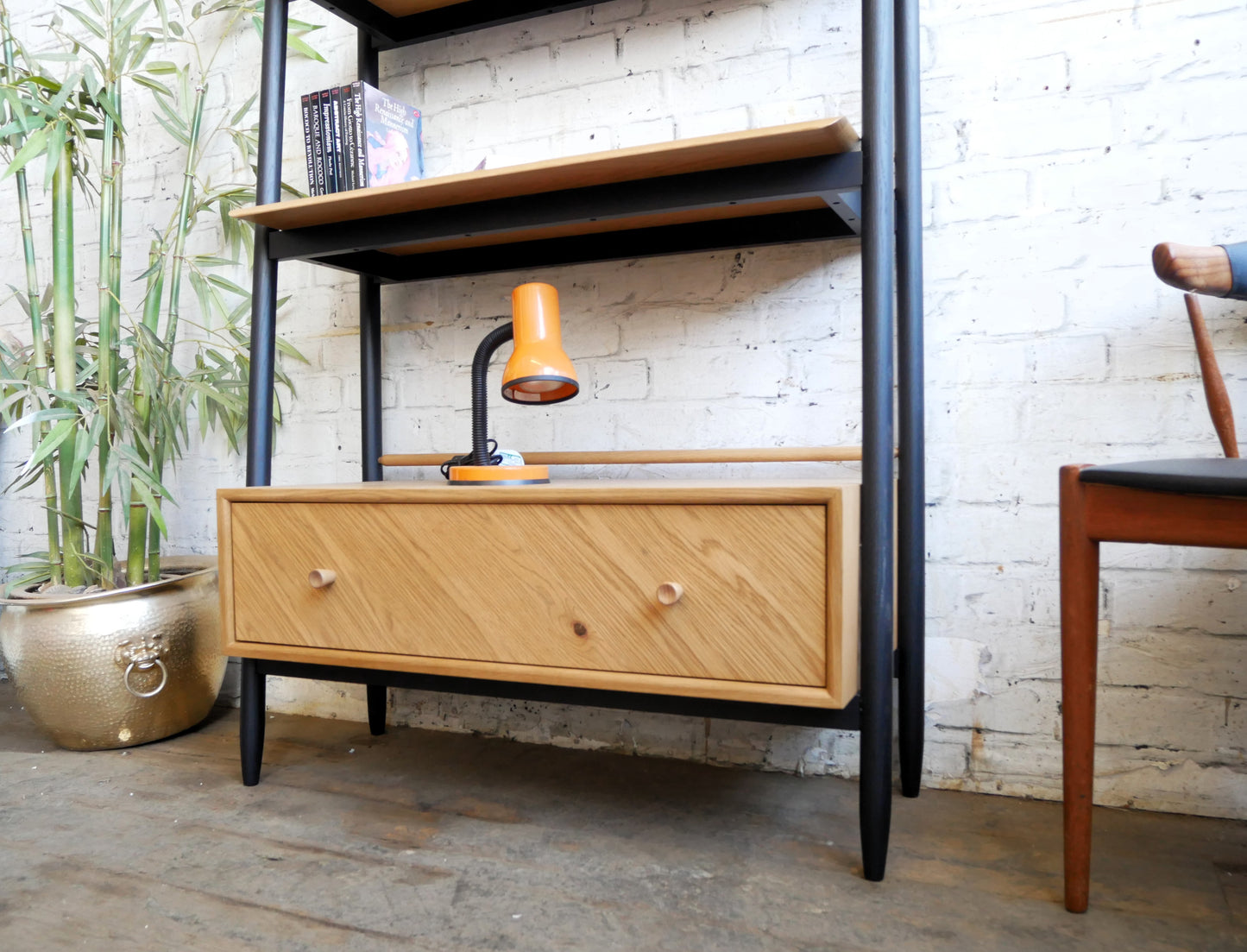 Contemporary Ercol Monza Oak Single Drawer Shelving Unit Room Divider