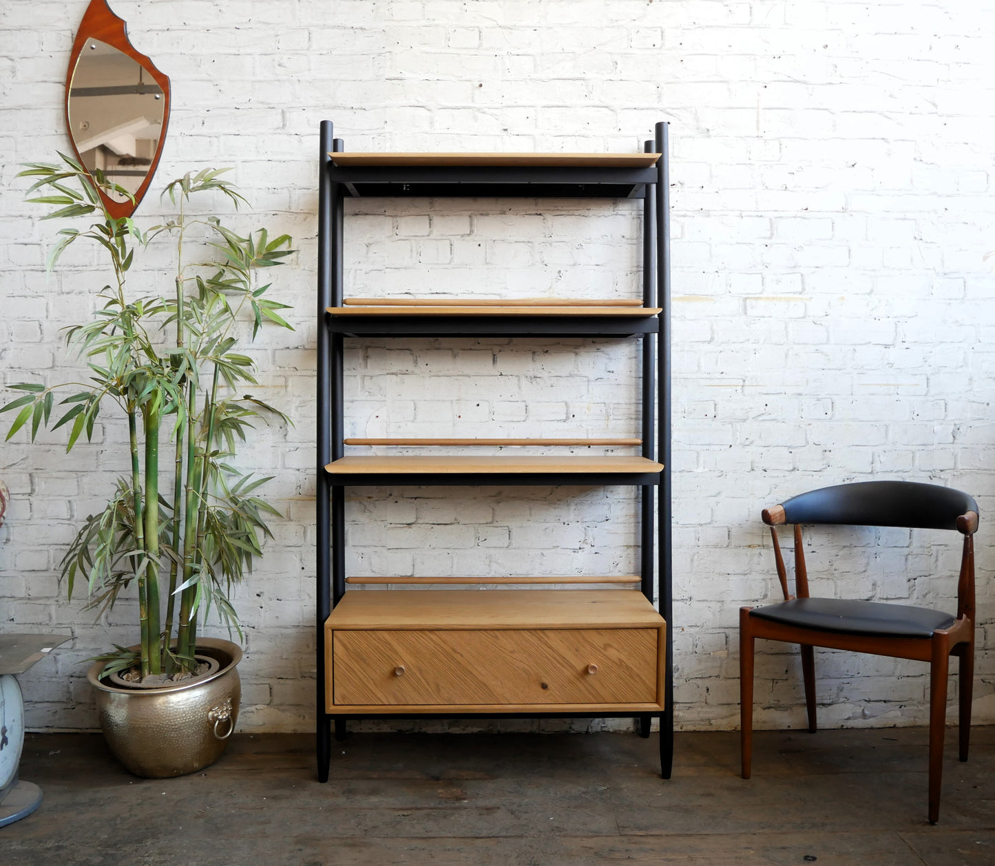 Contemporary Ercol Monza Oak Single Drawer Shelving Unit Room Divider