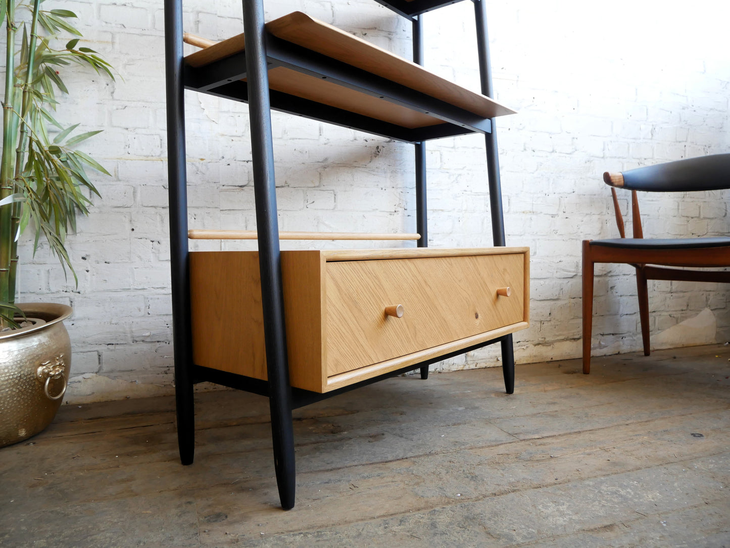 Contemporary Ercol Monza Oak Single Drawer Shelving Unit Room Divider