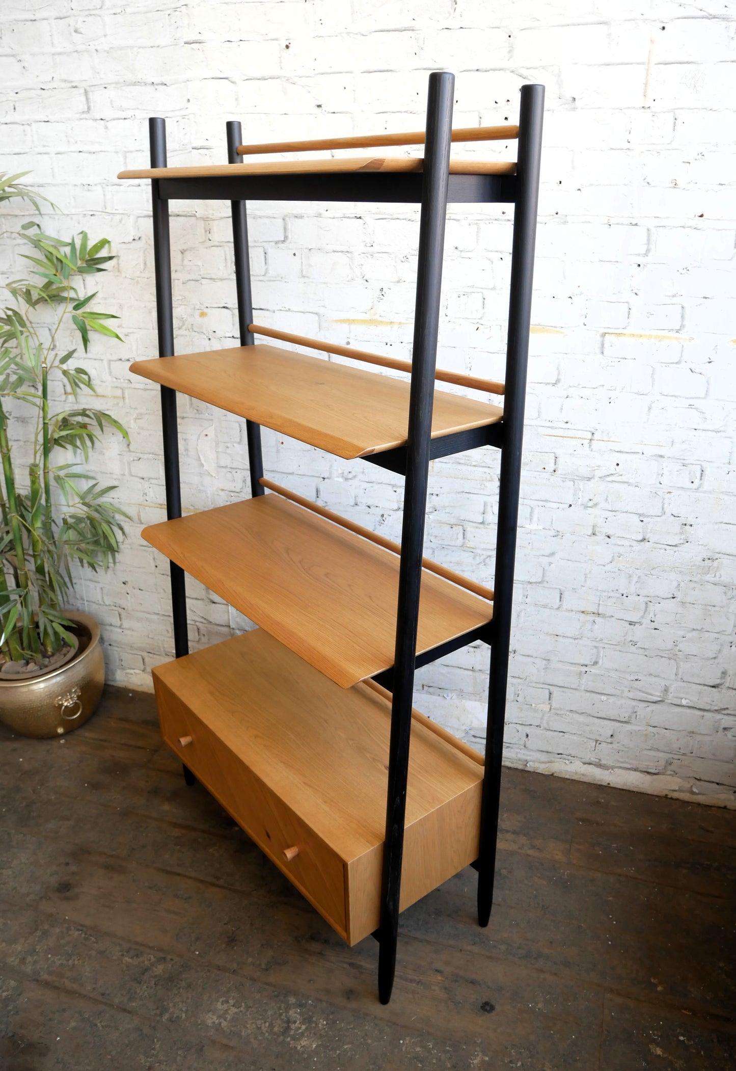 Contemporary Ercol Monza Oak Single Drawer Shelving Unit Room Divider