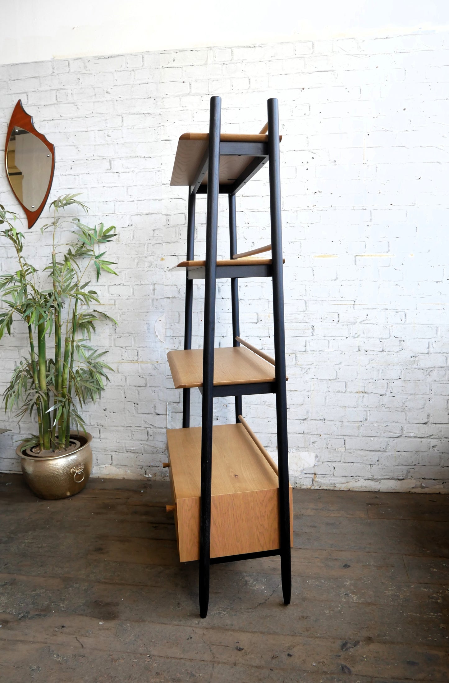 Contemporary Ercol Monza Oak Single Drawer Shelving Unit Room Divider