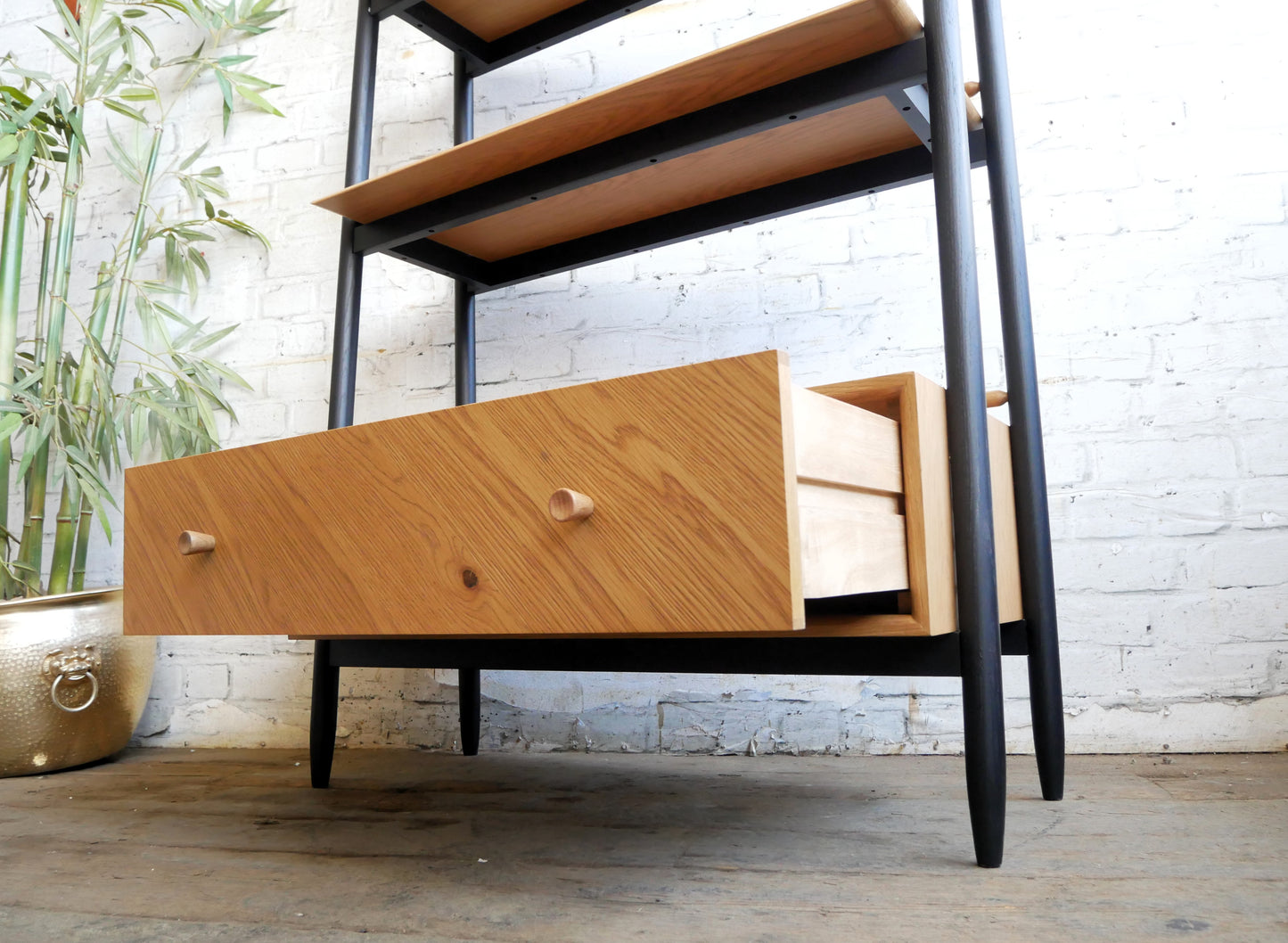 Contemporary Ercol Monza Oak Single Drawer Shelving Unit Room Divider