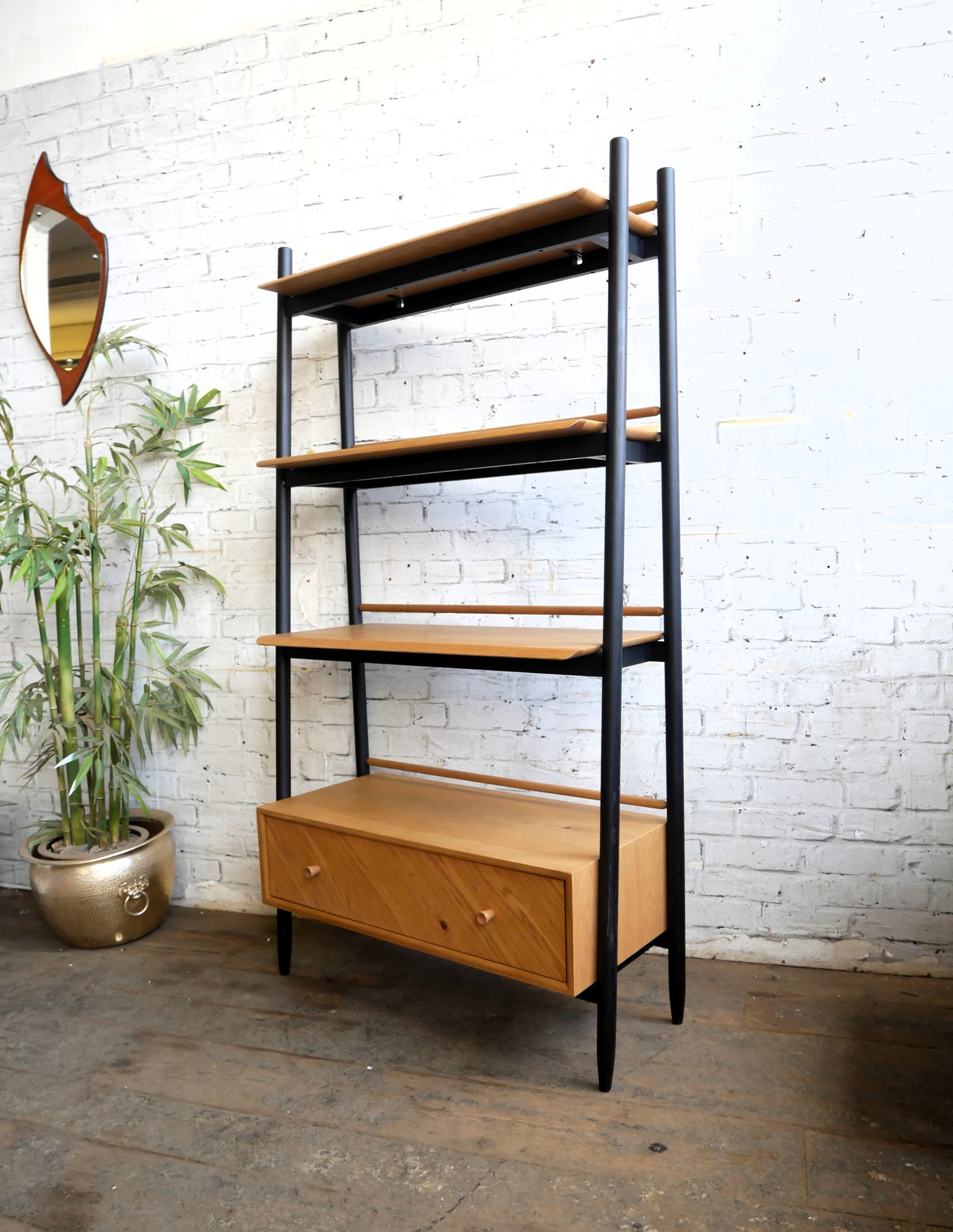 Contemporary Ercol Monza Oak Single Drawer Shelving Unit Room Divider