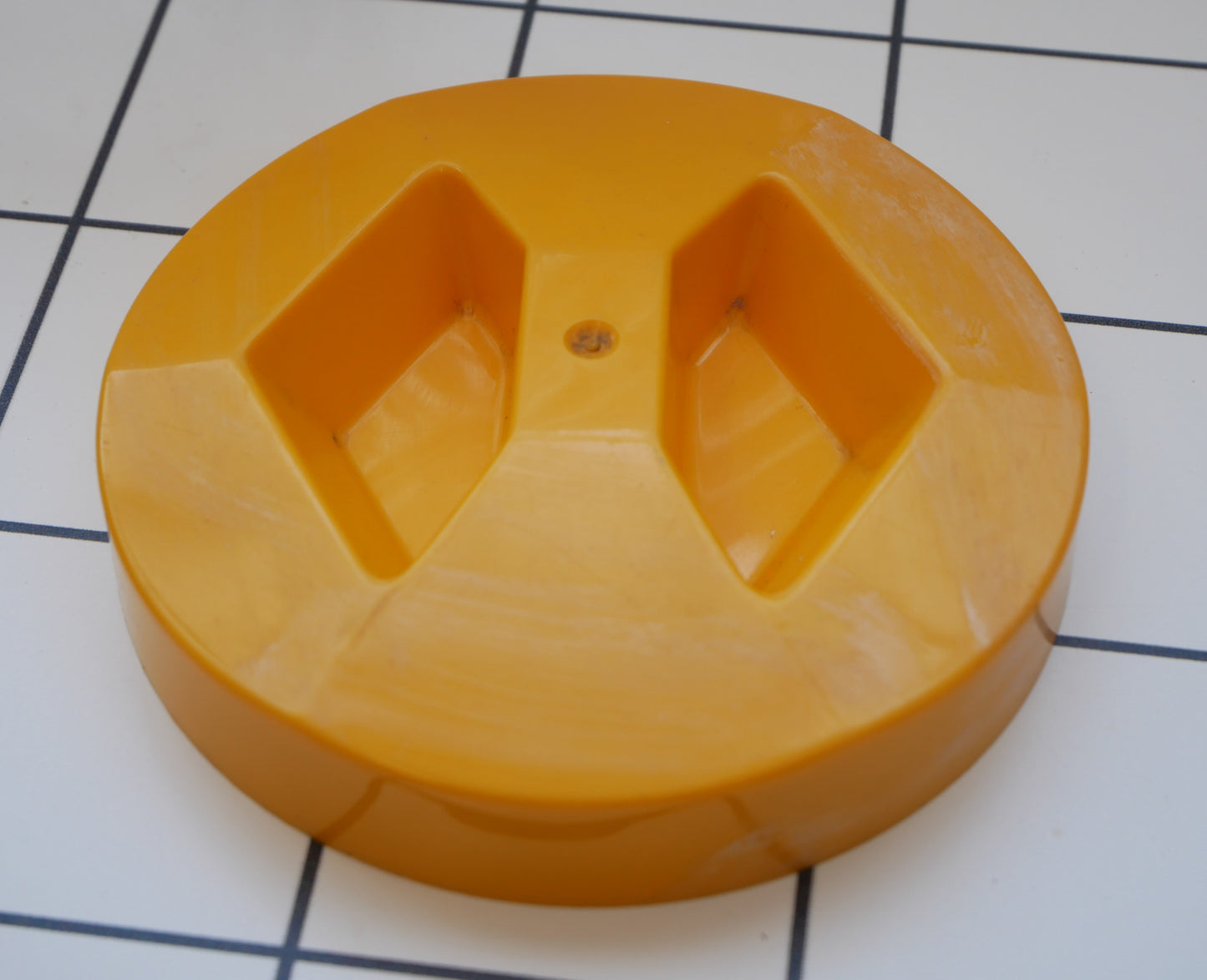 Vintage 1970s Borgonovo Italian Hexagonal Clear Glass Cookie Biscuit Sweets Jar with Yellow Lid