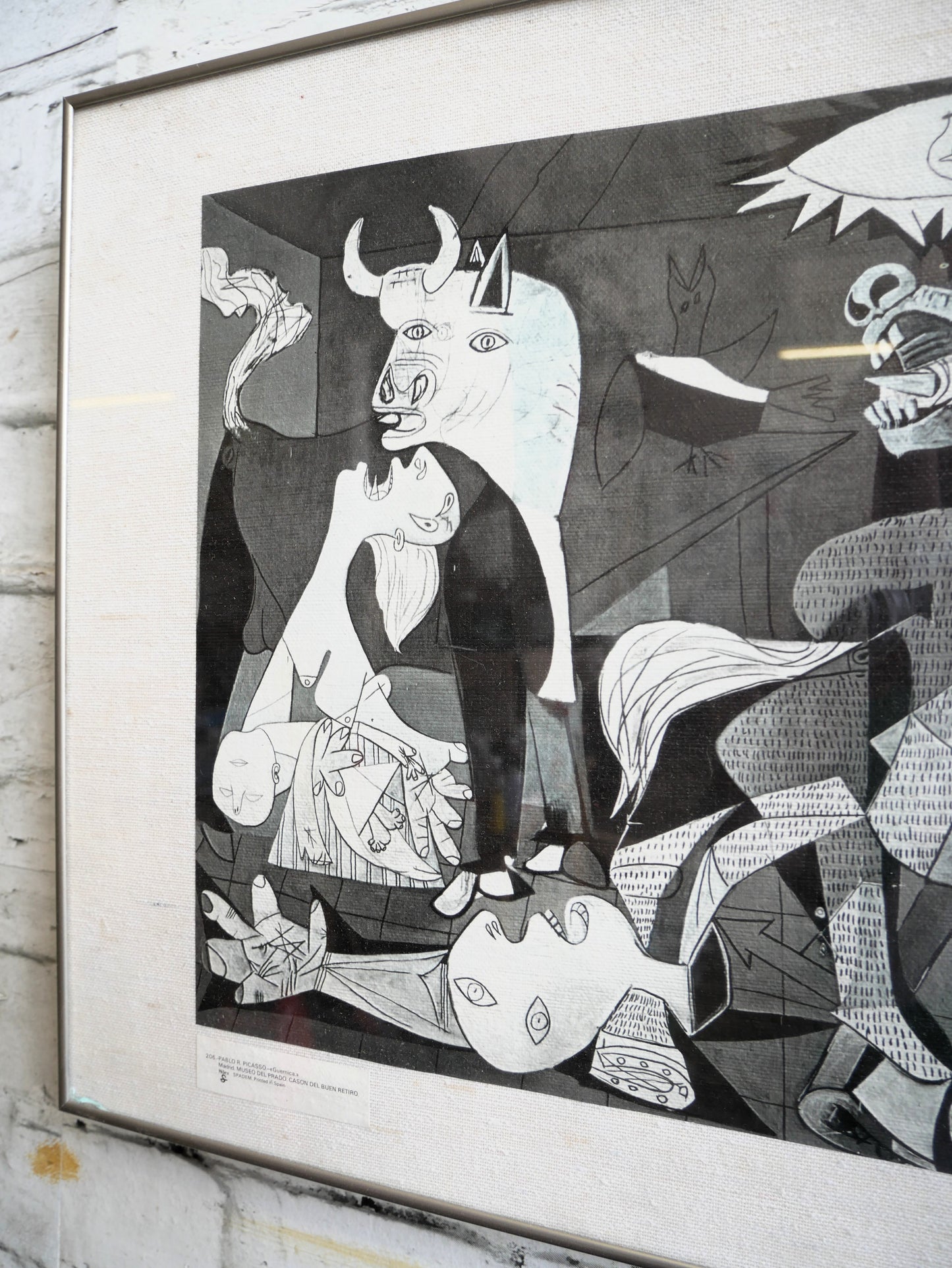 Scarce Vintage 1970s 80s SPADEM Framed Silex Print of Pablo Picasso's Guernica
