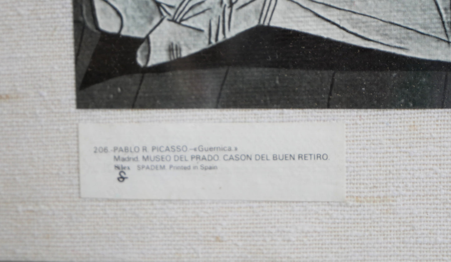 Scarce Vintage 1970s 80s SPADEM Framed Silex Print of Pablo Picasso's Guernica