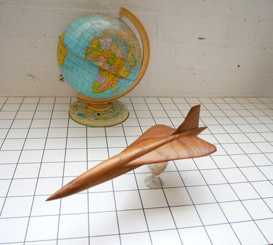 Vintage Hand carved Handmade Model of a Concorde Style Jet Aeroplane
