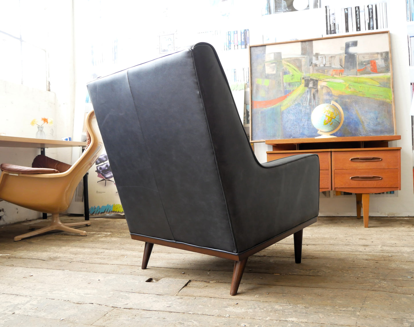 Contemporary Mid Century Modern Design Made.Com Scott Leather Armchair