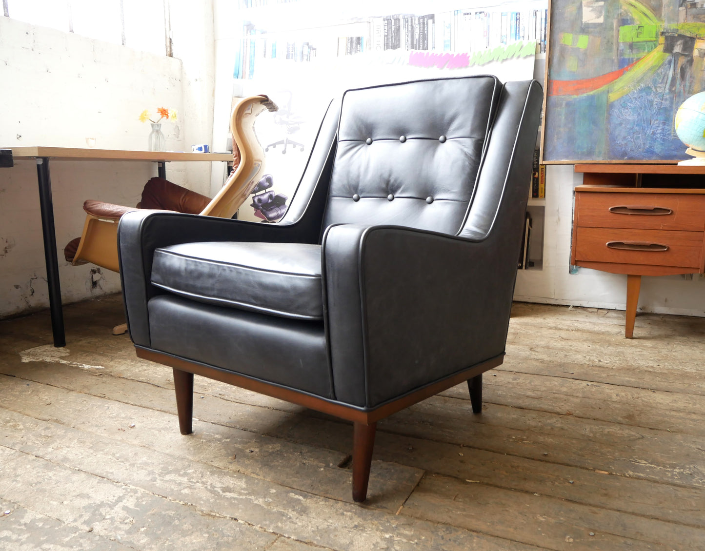 Contemporary Mid Century Modern Design Made.Com Scott Leather Armchair