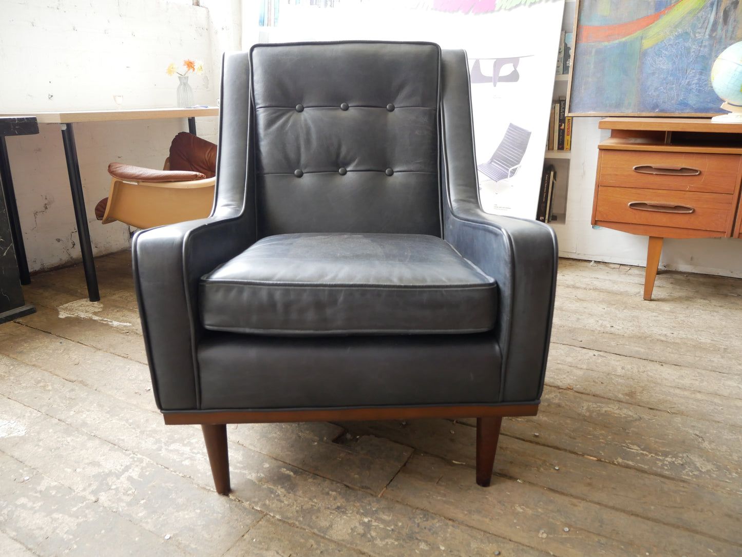 Contemporary Mid Century Modern Design Made.Com Scott Leather Armchair