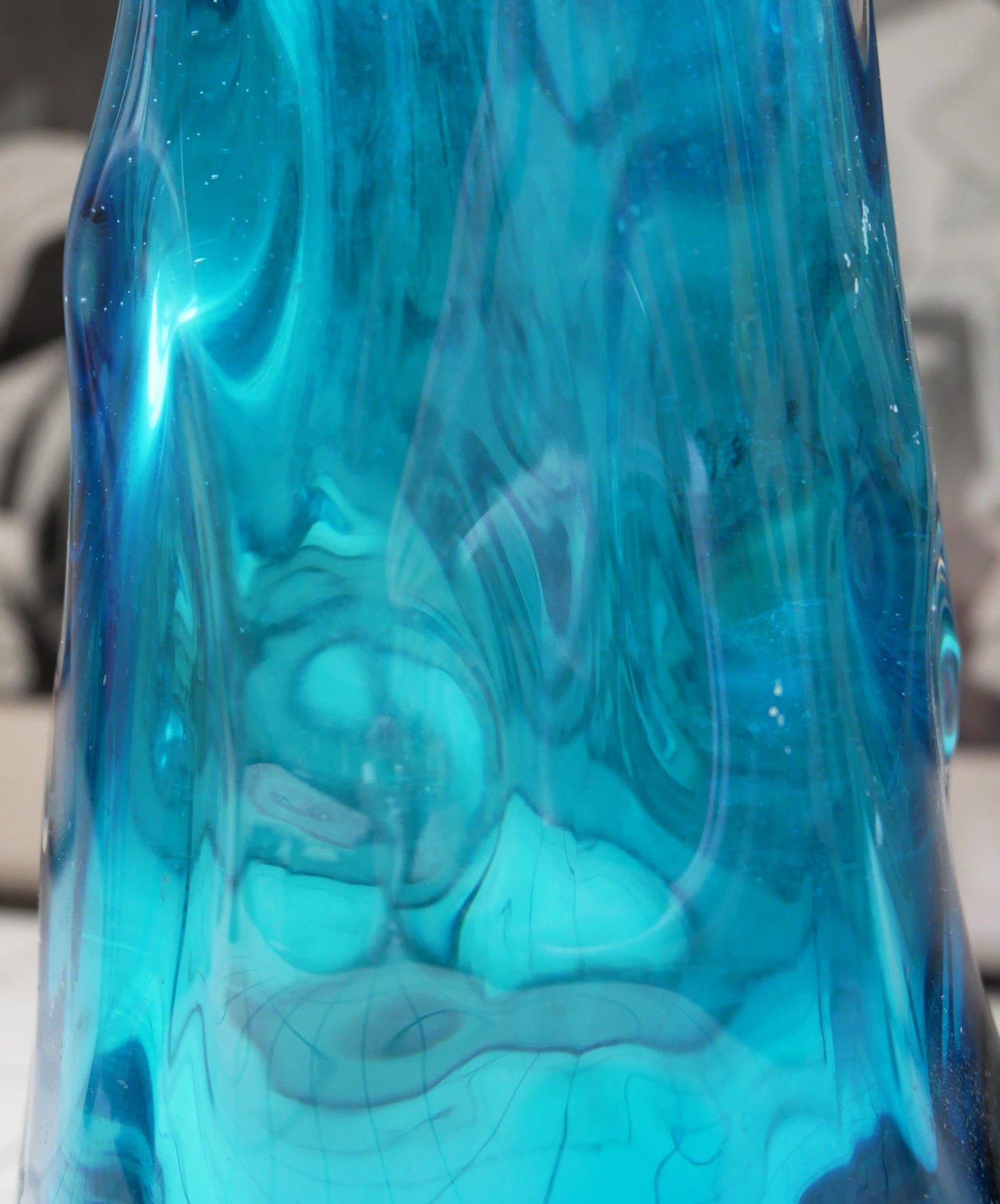 Vintage Mid Century Modern Whitefriars Kingfisher Blue Knobbly Glass Vase