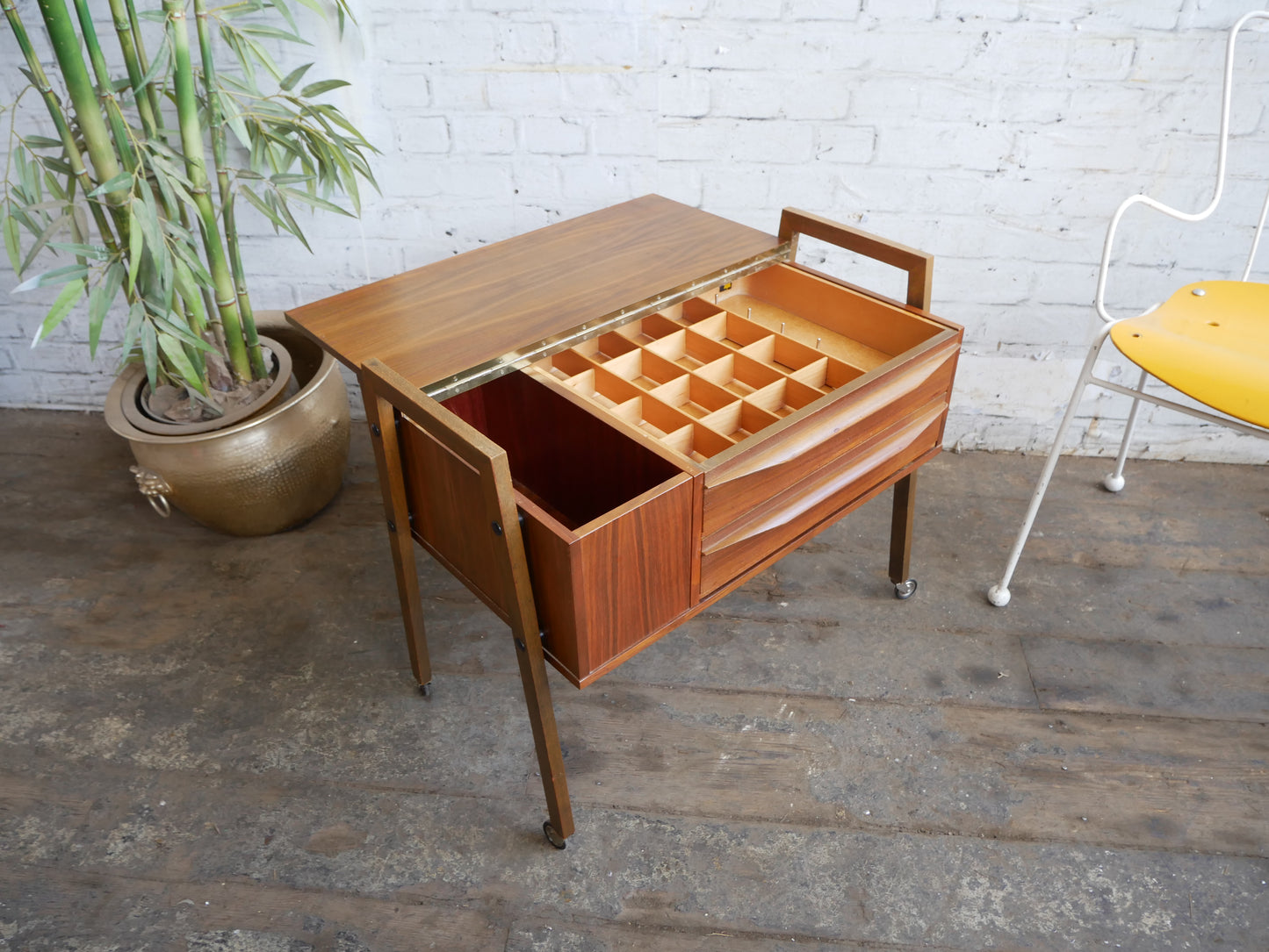Vintage Retro Mid Century Modern Danish Design 2 Drawer Sewing Craft Work Cabinet