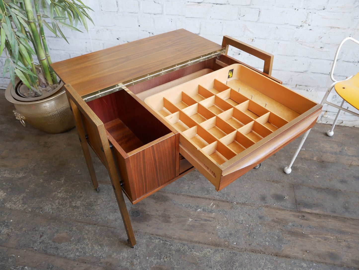 Vintage Retro Mid Century Modern Danish Design 2 Drawer Sewing Craft Work Cabinet
