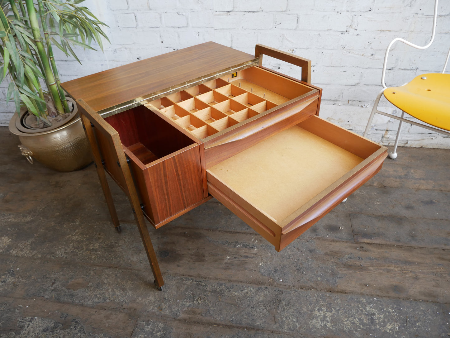 Vintage Retro Mid Century Modern Danish Design 2 Drawer Sewing Craft Work Cabinet