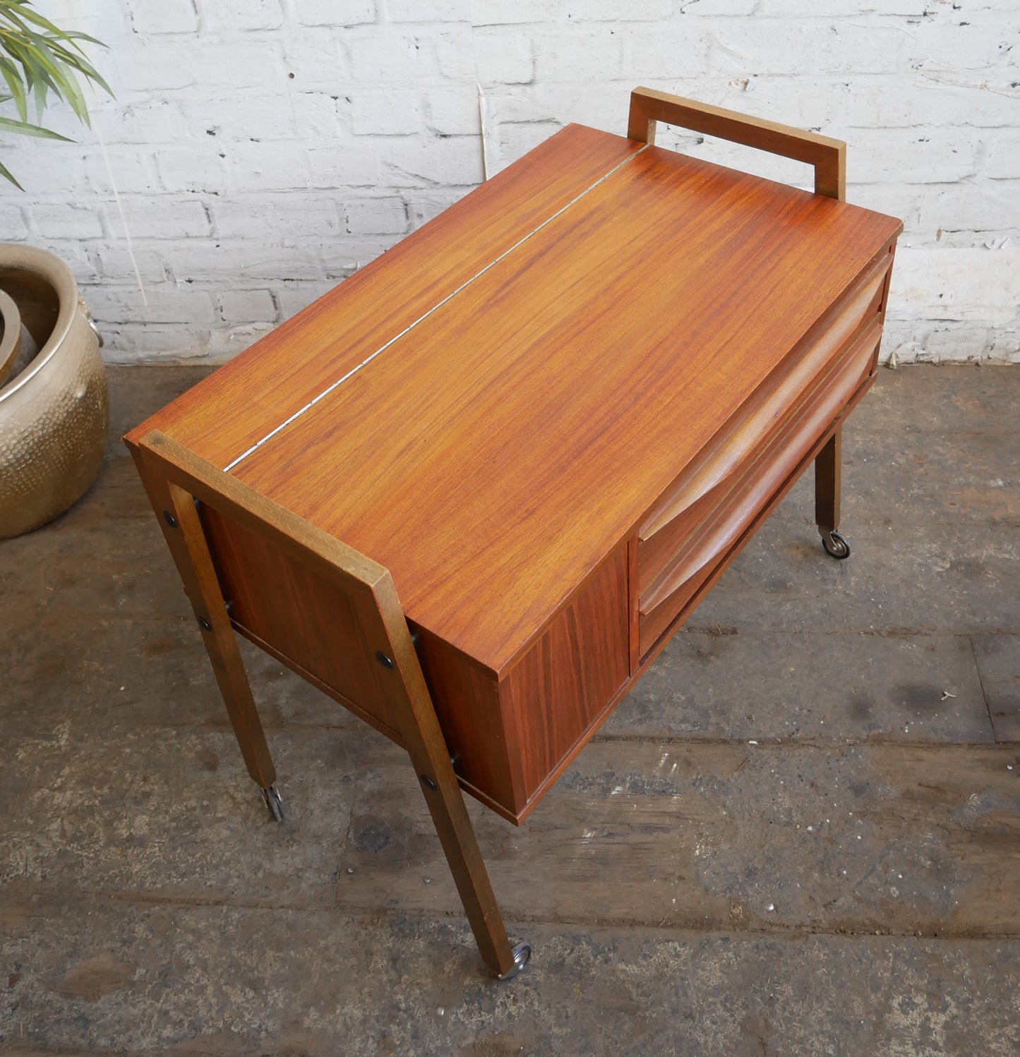 Vintage Retro Mid Century Modern Danish Design 2 Drawer Sewing Craft Work Cabinet