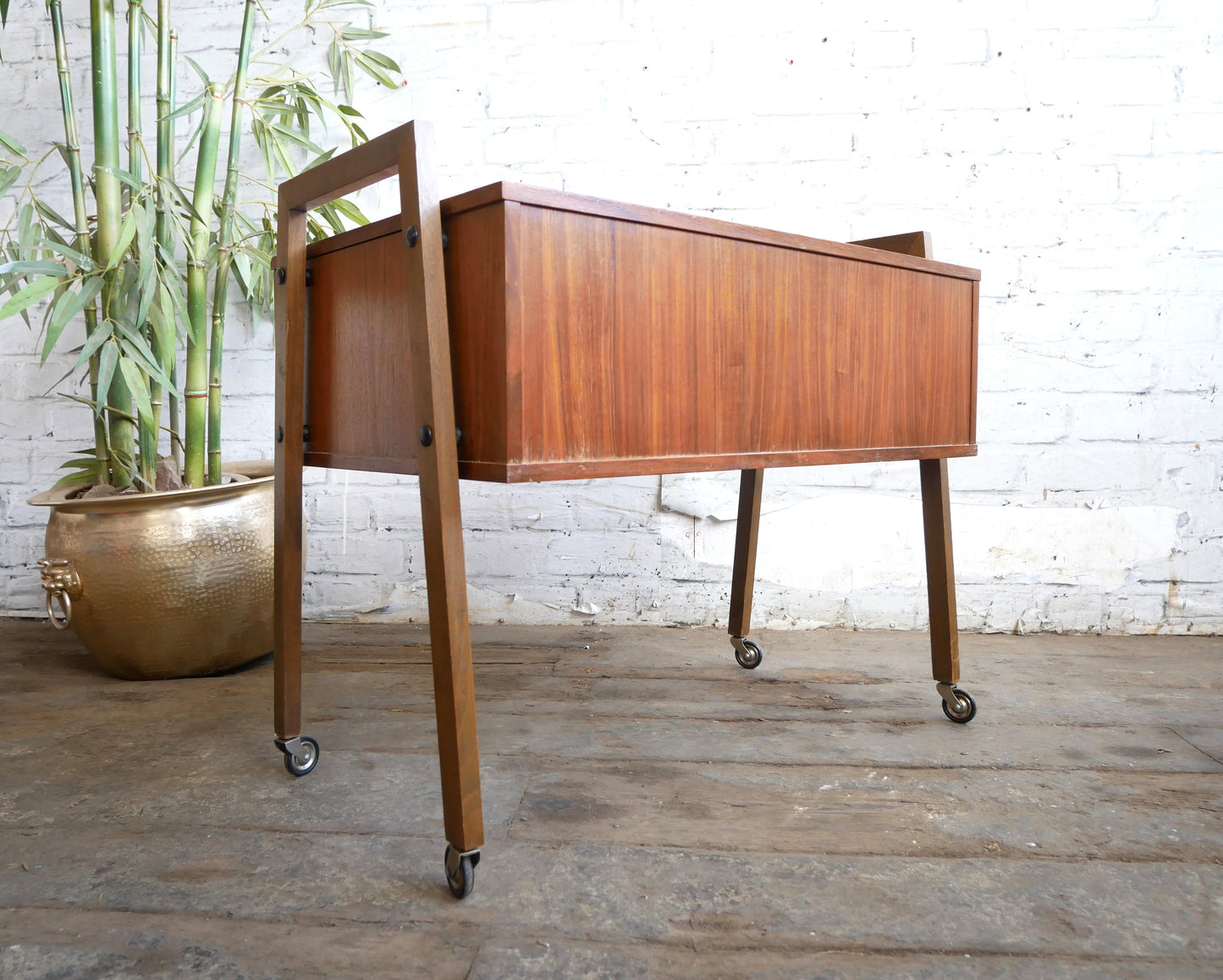 Vintage Retro Mid Century Modern Danish Design 2 Drawer Sewing Craft Work Cabinet