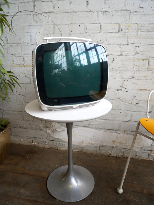 Vintage Retro 70s Mid Century Space Age Indesit Portable TV Television Set for Prop Spares/ Repair