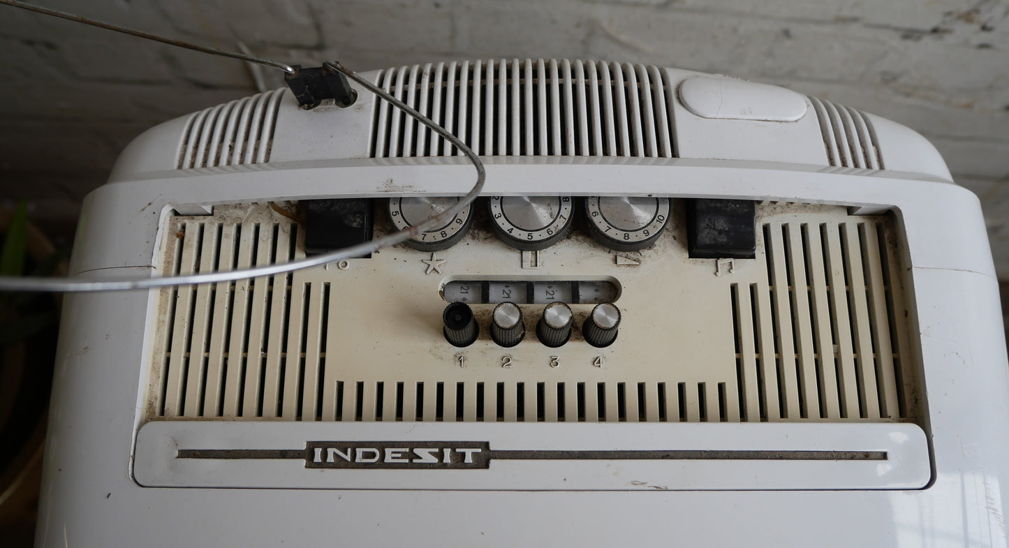 Vintage Retro 70s Mid Century Space Age Indesit Portable TV Television Set for Prop Spares/ Repair
