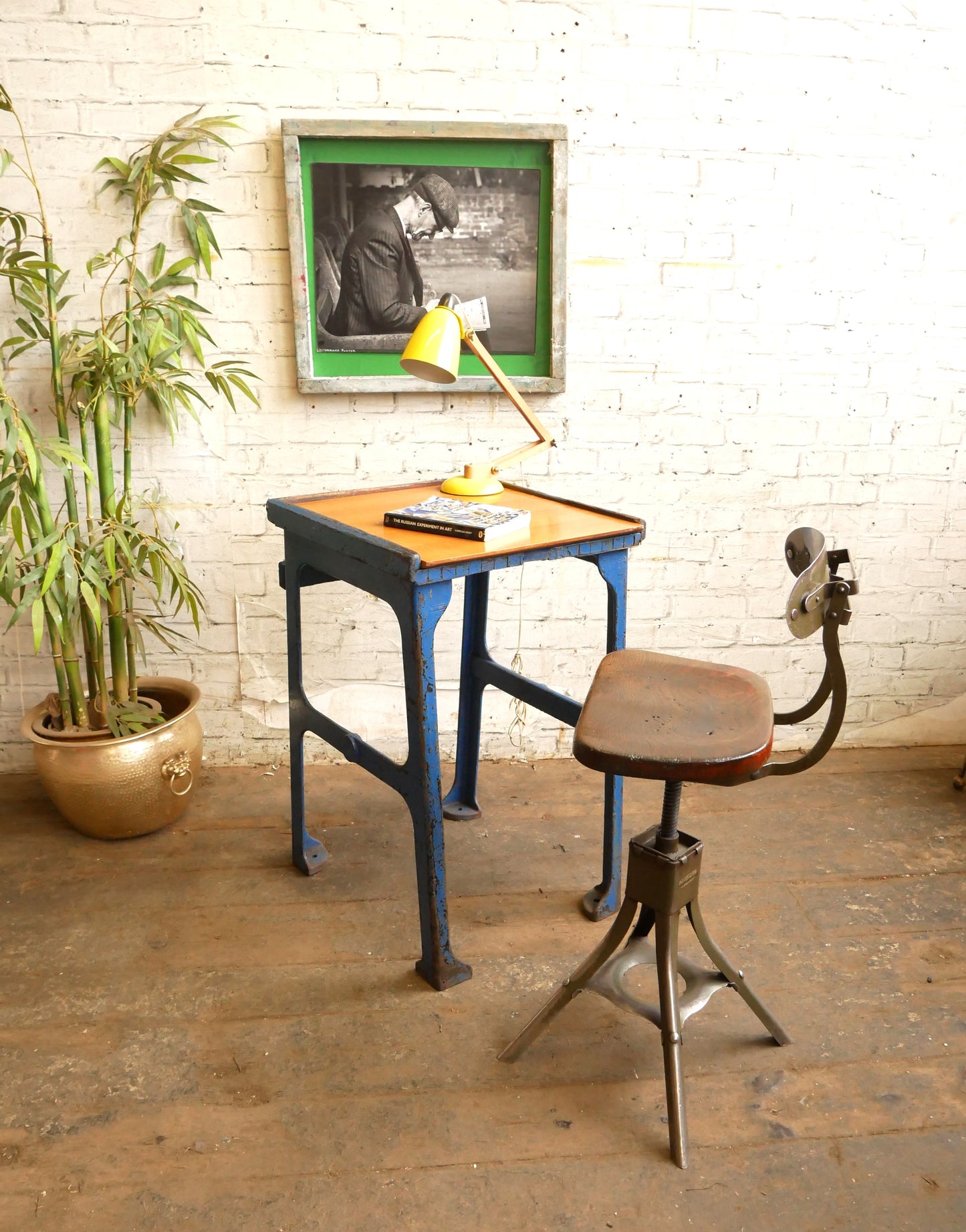 Vintage 50s 60s Mid Century Industrial Machinists Steel Workbench Desk Table