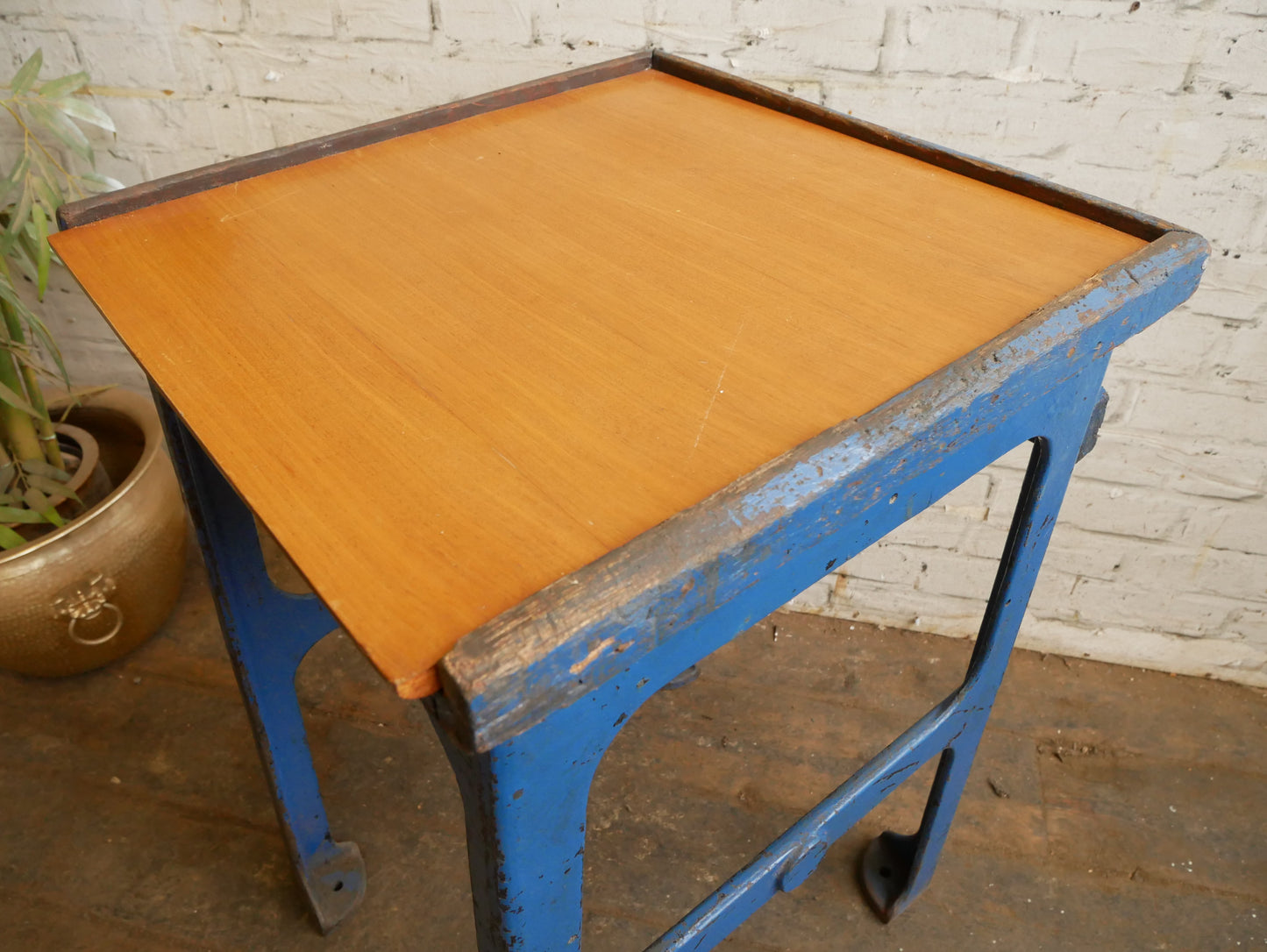 Vintage 50s 60s Mid Century Industrial Machinists Steel Workbench Desk Table