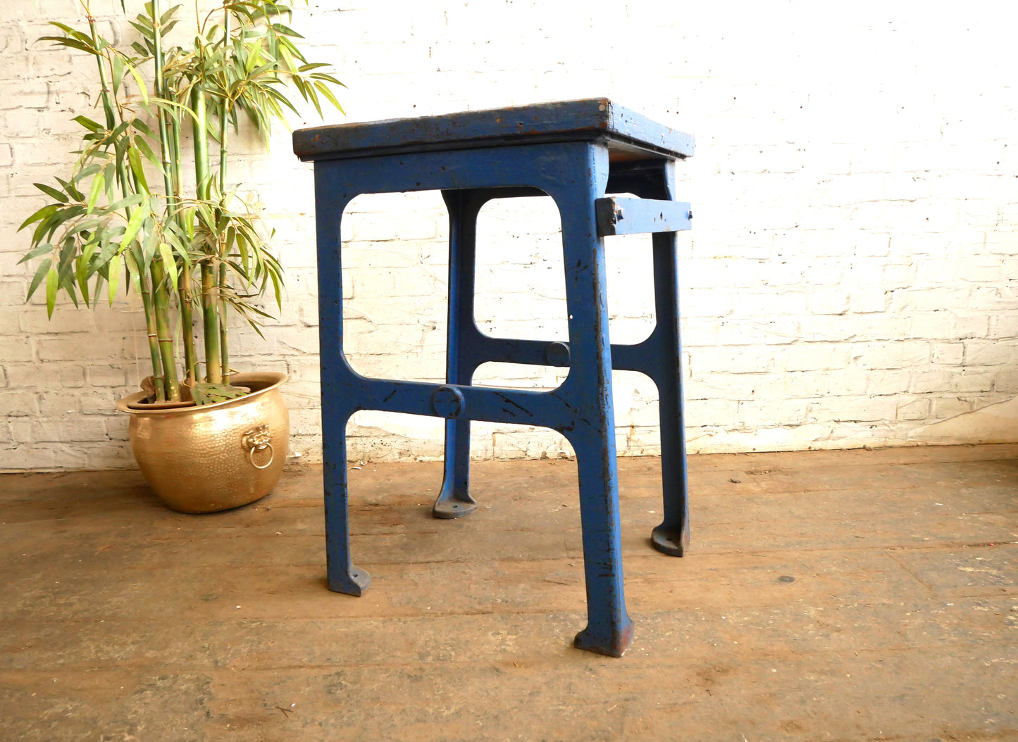 Vintage 50s 60s Mid Century Industrial Machinists Steel Workbench Desk Table