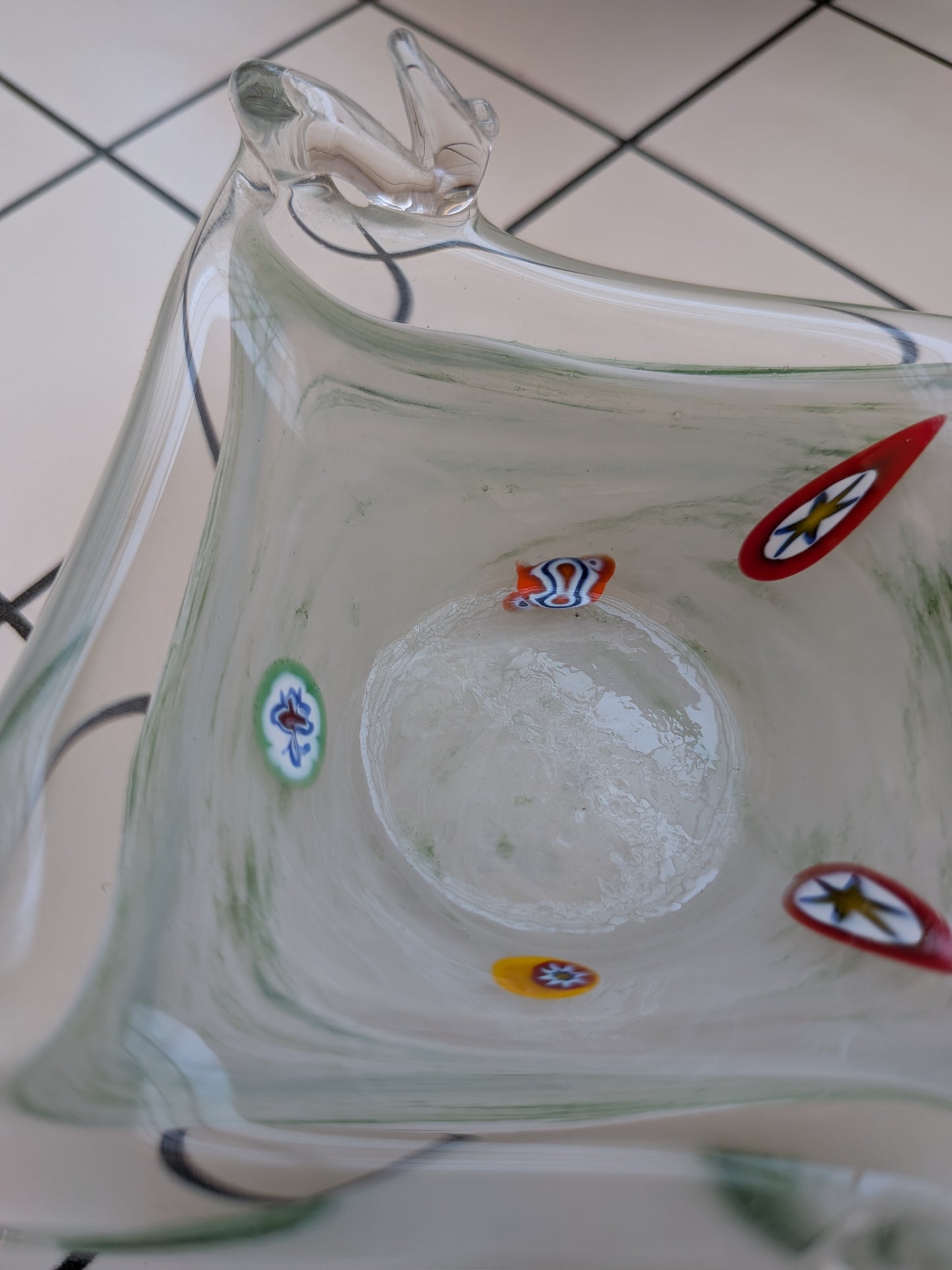 3 Vintage Murano Millefiori and Lavorazione Style Glass Dishes