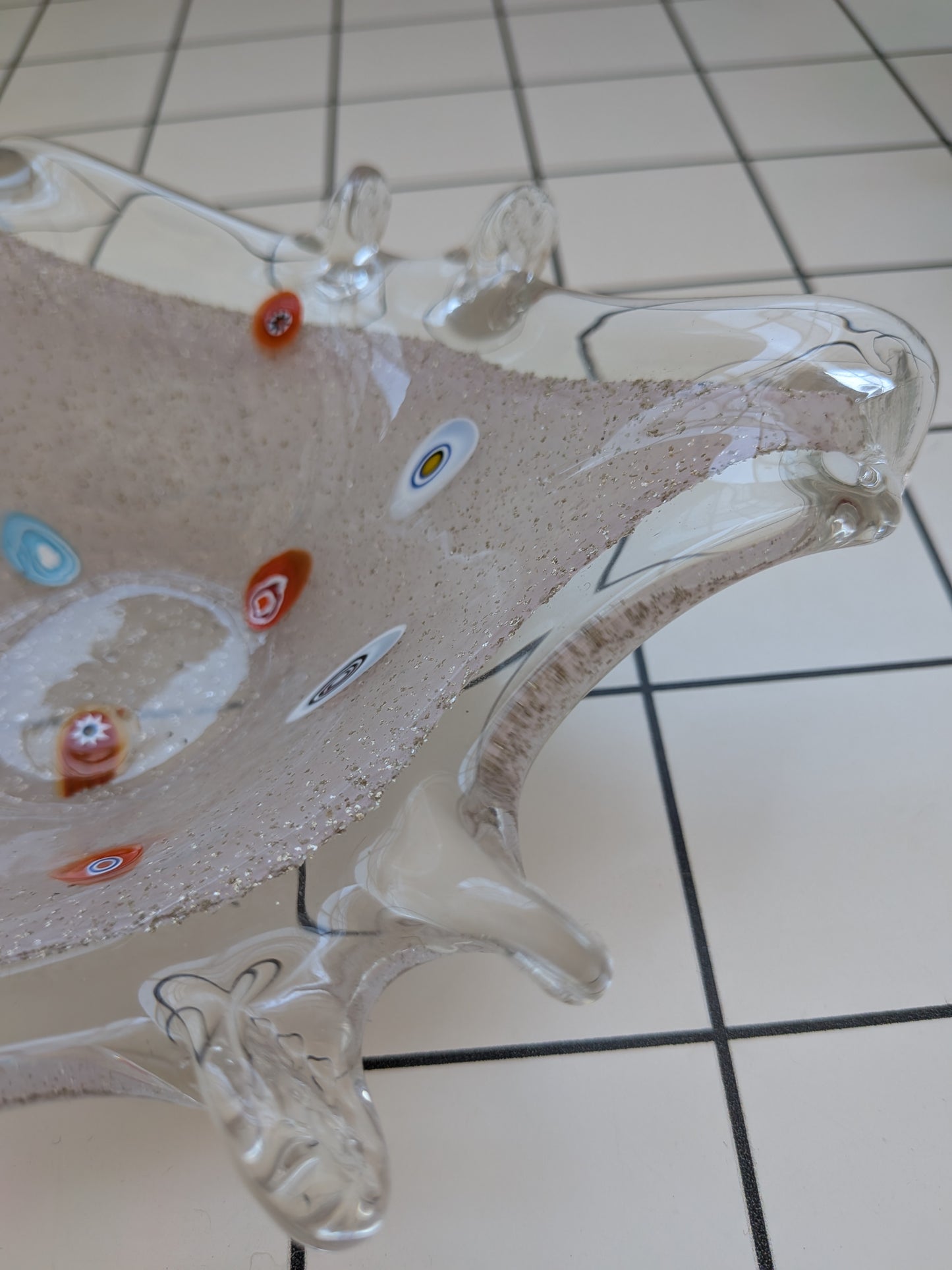 3 Vintage Murano Millefiori and Lavorazione Style Glass Dishes