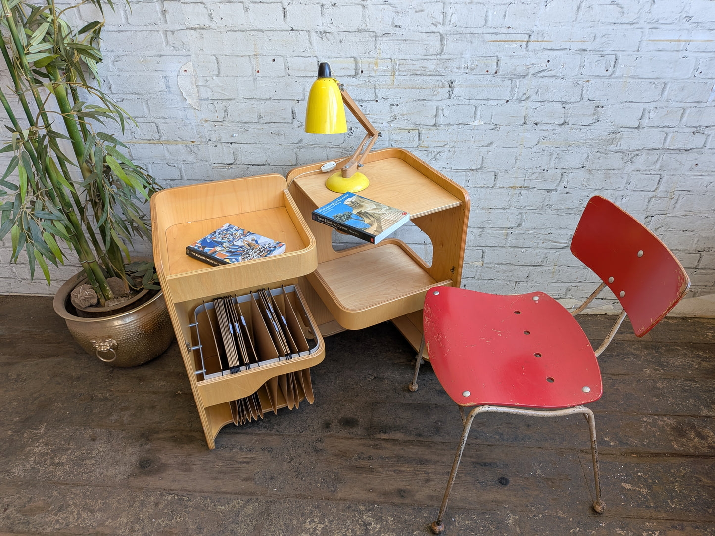 Vintage Habitat Bent Plywood Spacesaver Metamorphic Workstation Trolley