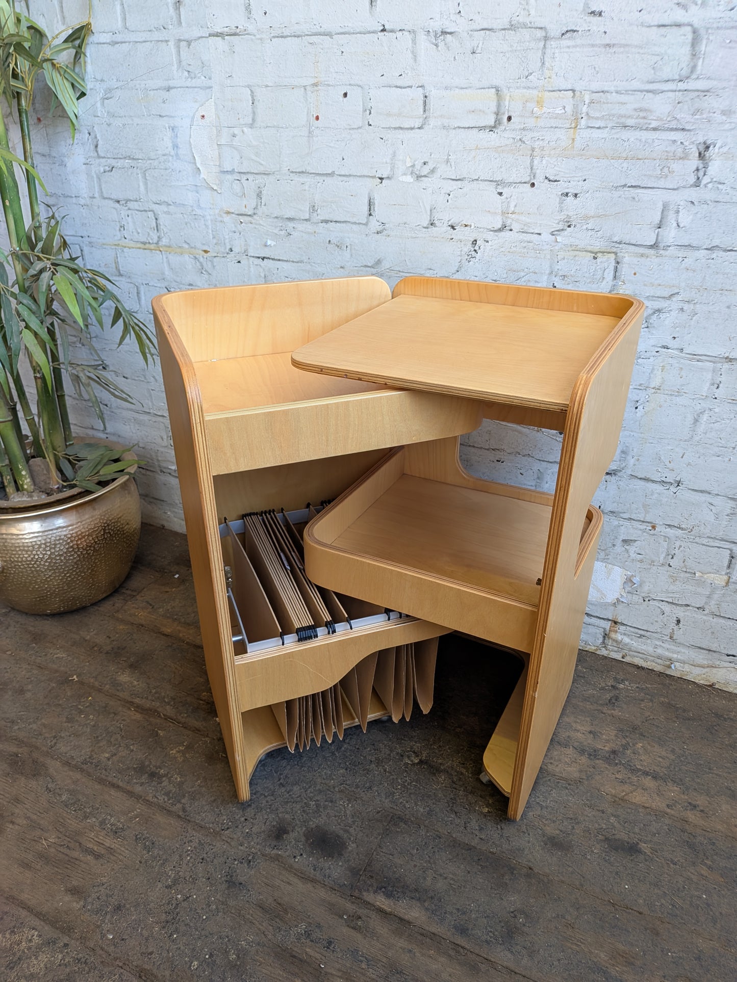 Vintage Habitat Bent Plywood Spacesaver Metamorphic Workstation Trolley