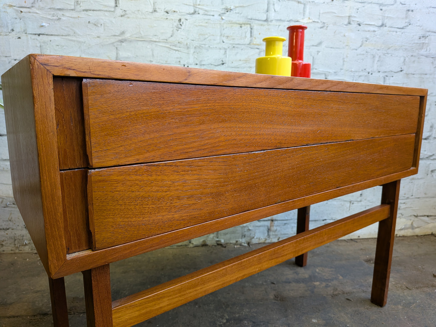 Vintage 60s Mid Century Modern Danish Niels Clausen NC Mobler Chest of 2 Drawers Side Table