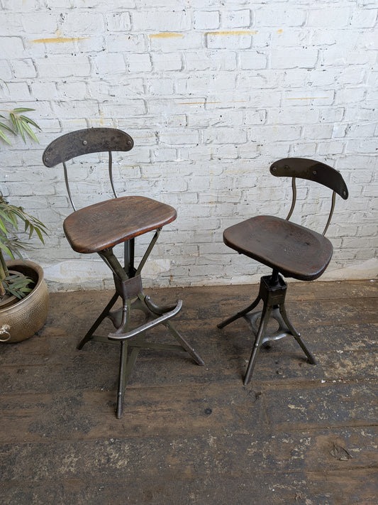 1 x Rare Vtg 30s 40s Art Deco Evertaut Industrial Metal High Chair with Footrest