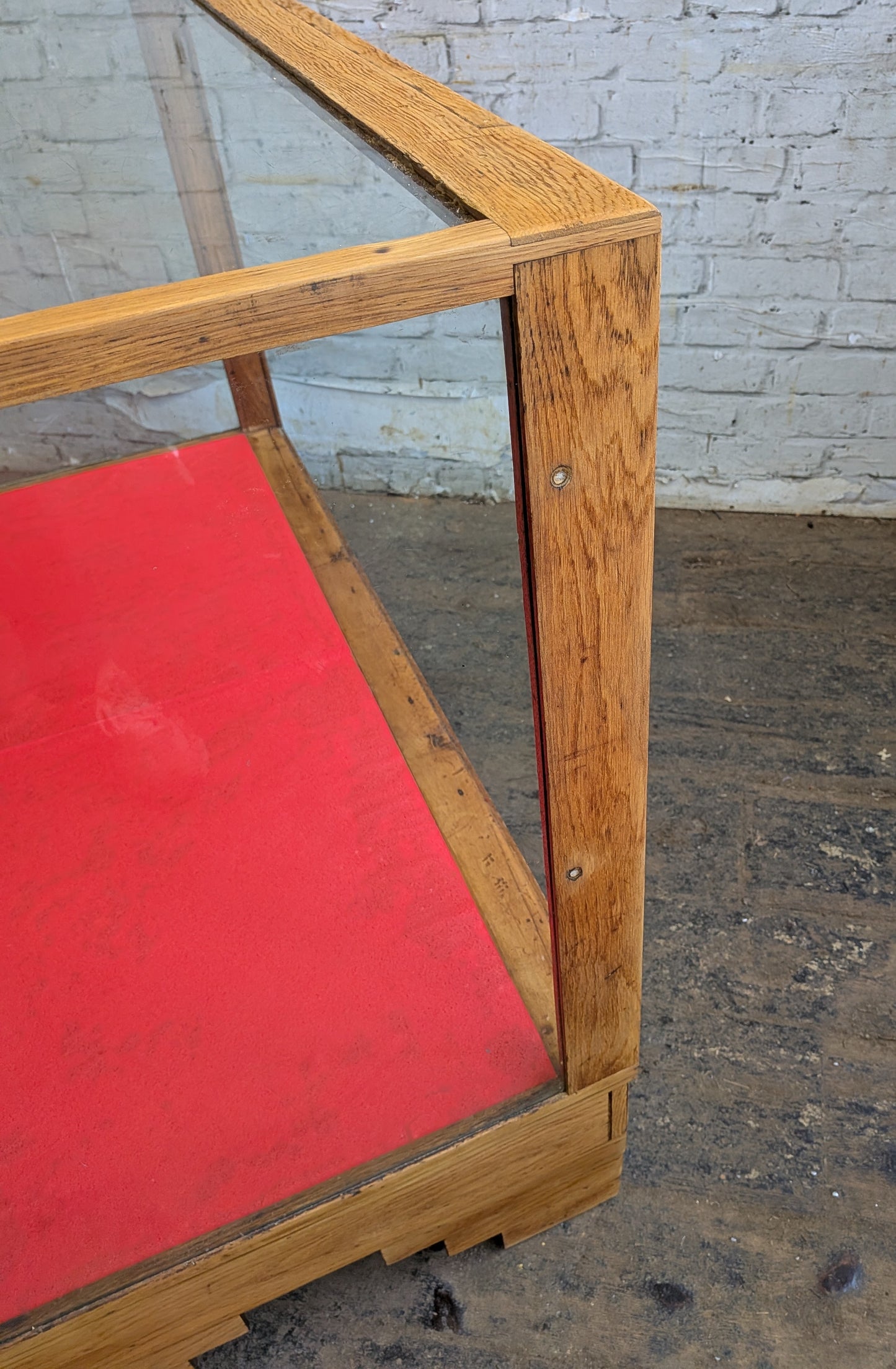 1920s 30s Vintage Art Deco Oak Glazed Haberdashery Shop Display Counter Cabinet