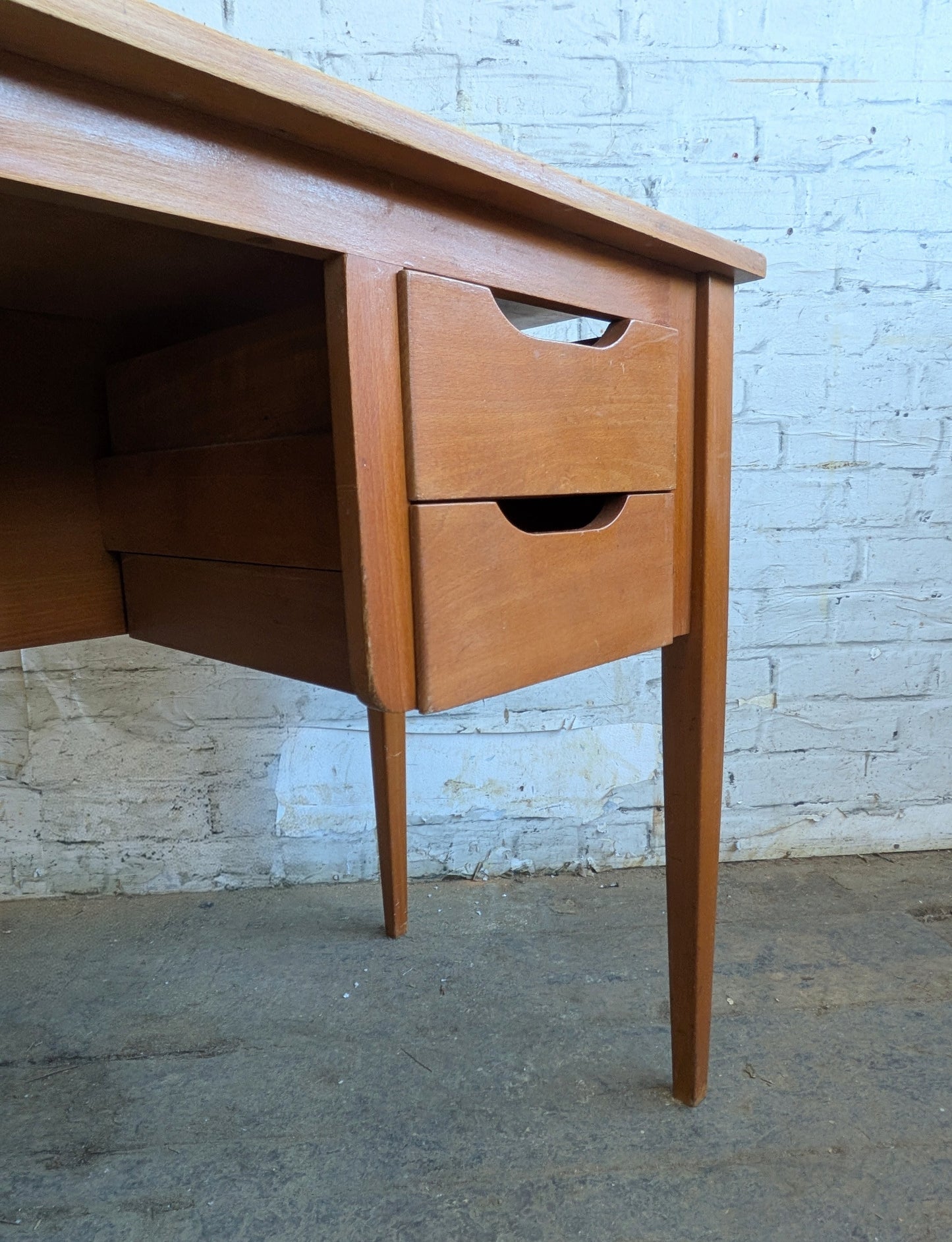 Small Vintage 1960s Mid Century Modern 2 Drawer Desk with Matching Chair