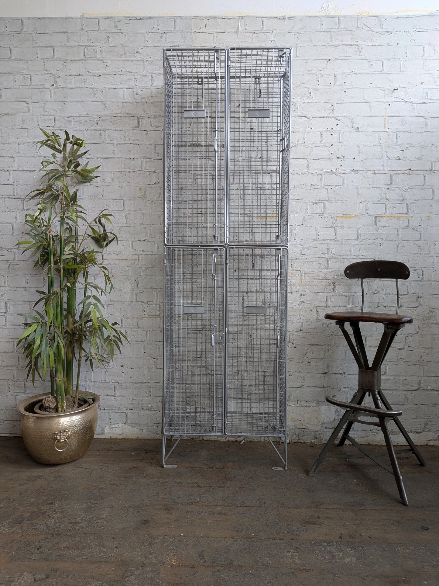 Industrial Retro Mid Century Modern Style Metal Steel Wire Coat Storage Locker