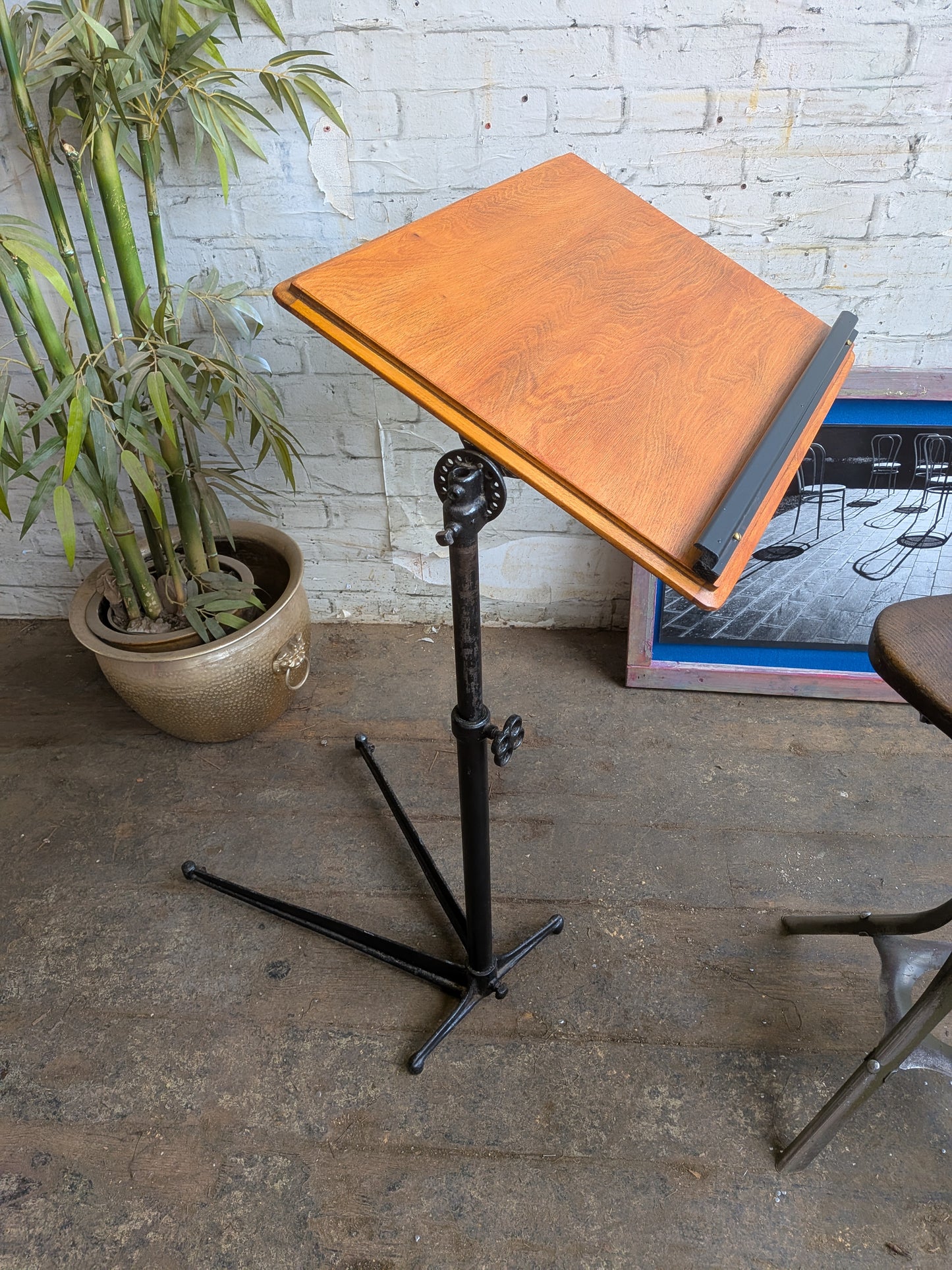 Antique Vintage Adjustable Industrial Artists Workbench Desk Book Reading Table