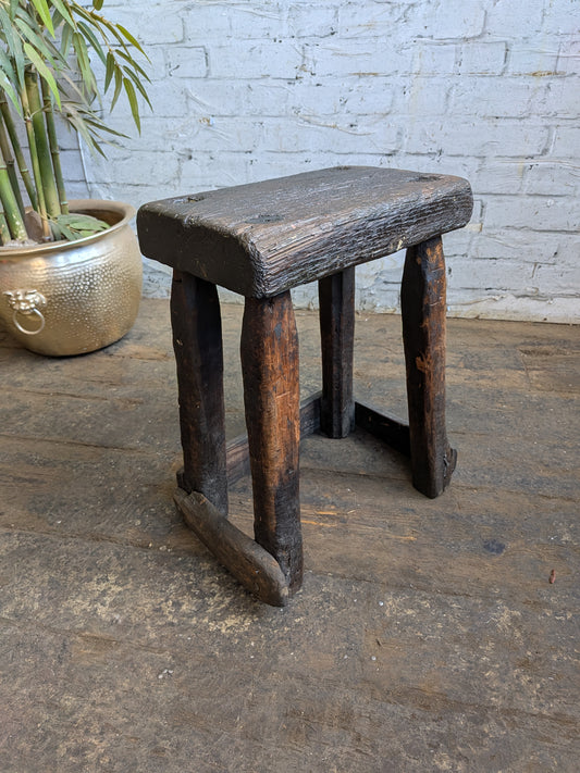 Scarce Antique Primitive Folk Art Industrial Cutlers Style Factory Work Stool