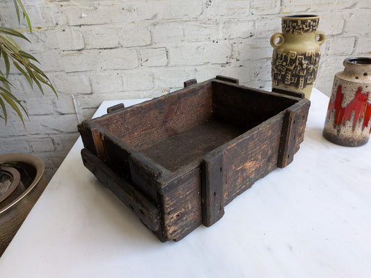 Small Vintage 40s 50s Pine Military Industrial Ammunition Storage Case Crate Box