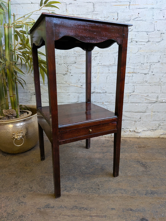 Antique Georgian Mahogany Gents Washstand Bedside Side Plant Table With Drawer