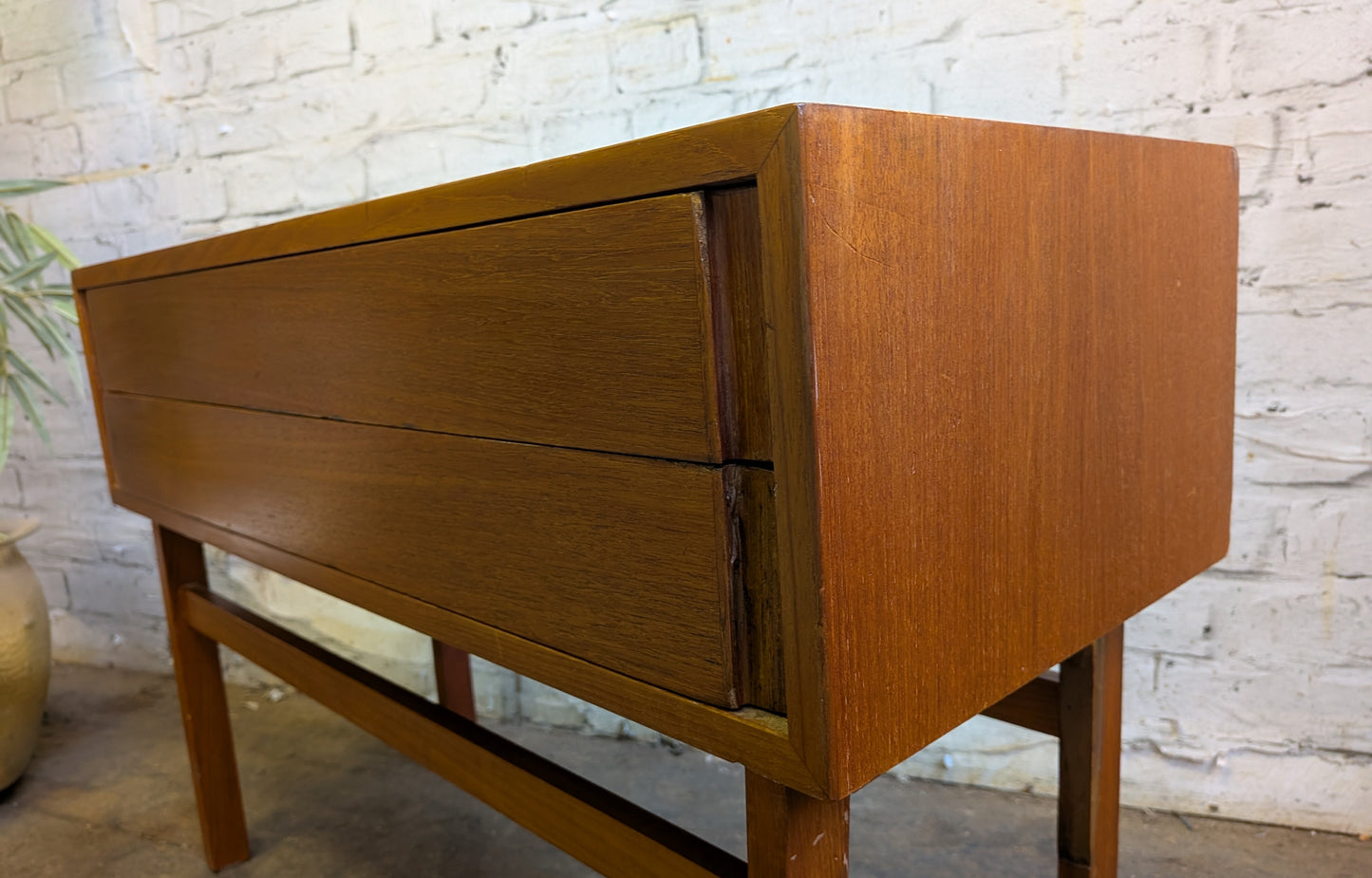 Vintage 60s Mid Century Modern Danish Niels Clausen NC Mobler Chest of 2 Drawers Side Table