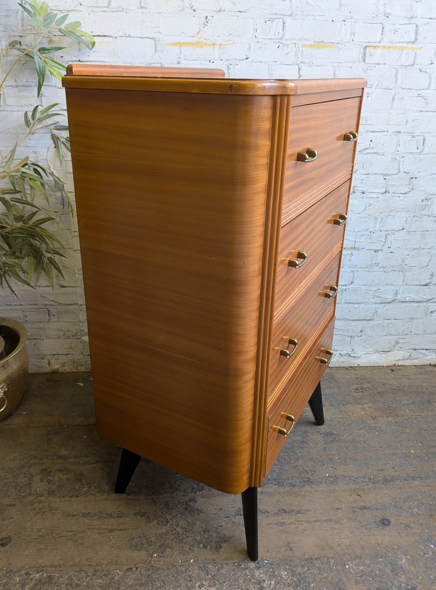 Vintage Retro 50s 60s Mid Century Modern Homeworthy Tallboy Chest of 4 Drawers