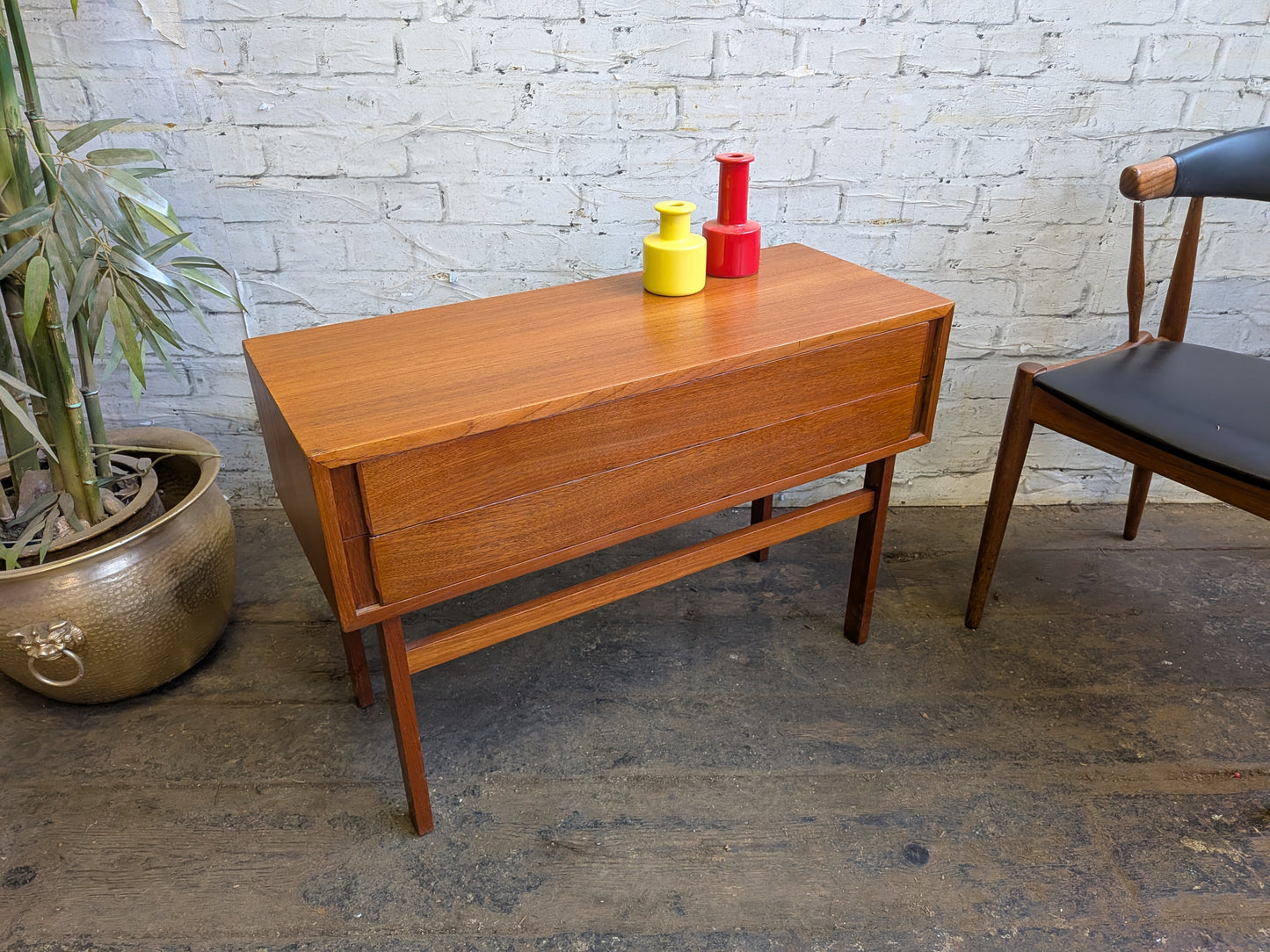 Vintage 60s Mid Century Modern Danish Niels Clausen NC Mobler Chest of 2 Drawers Side Table