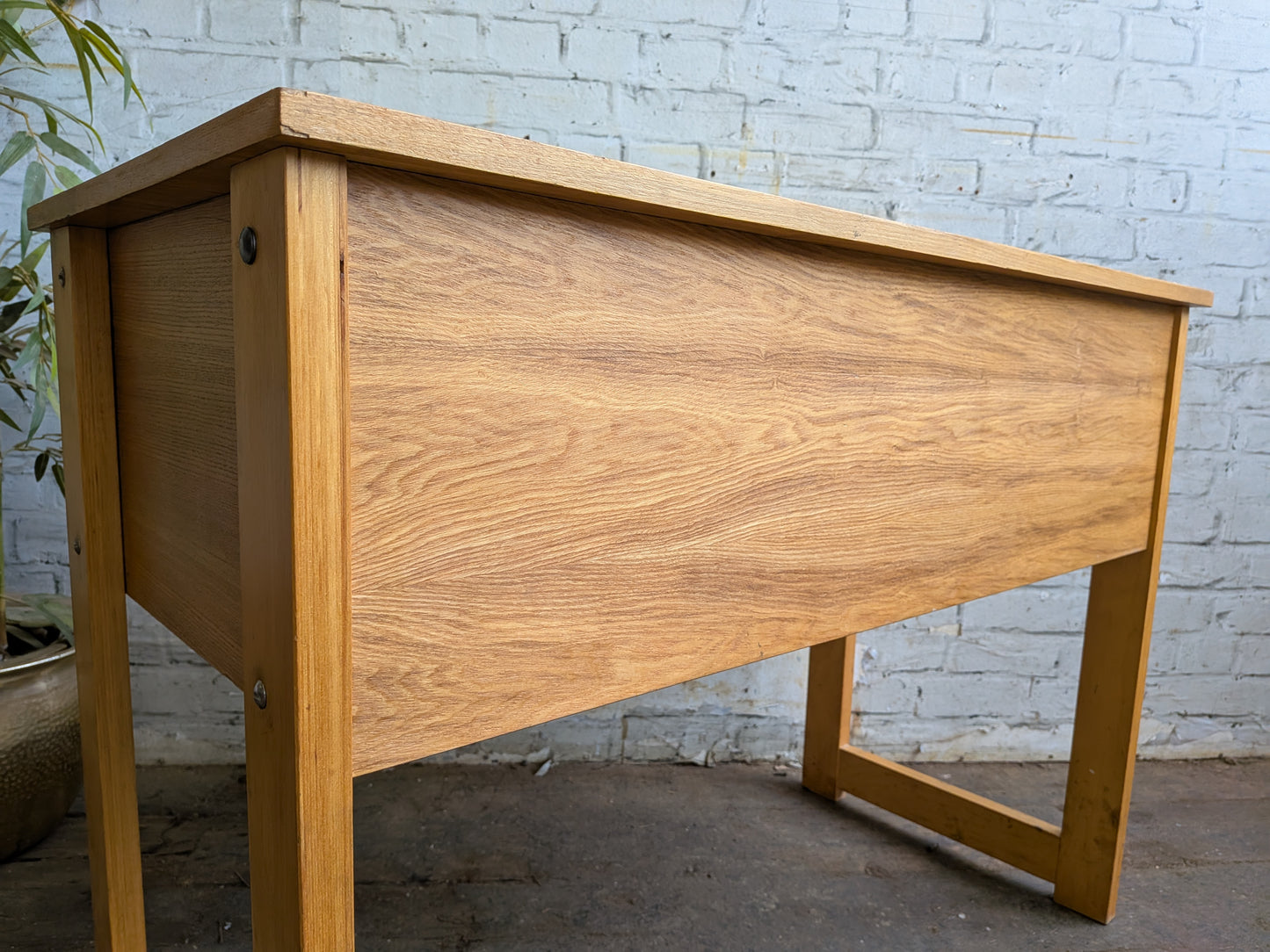 Vintage 70s Retro Mid Century Modern 2 Drawer Work Desk Dressing Vanity Table